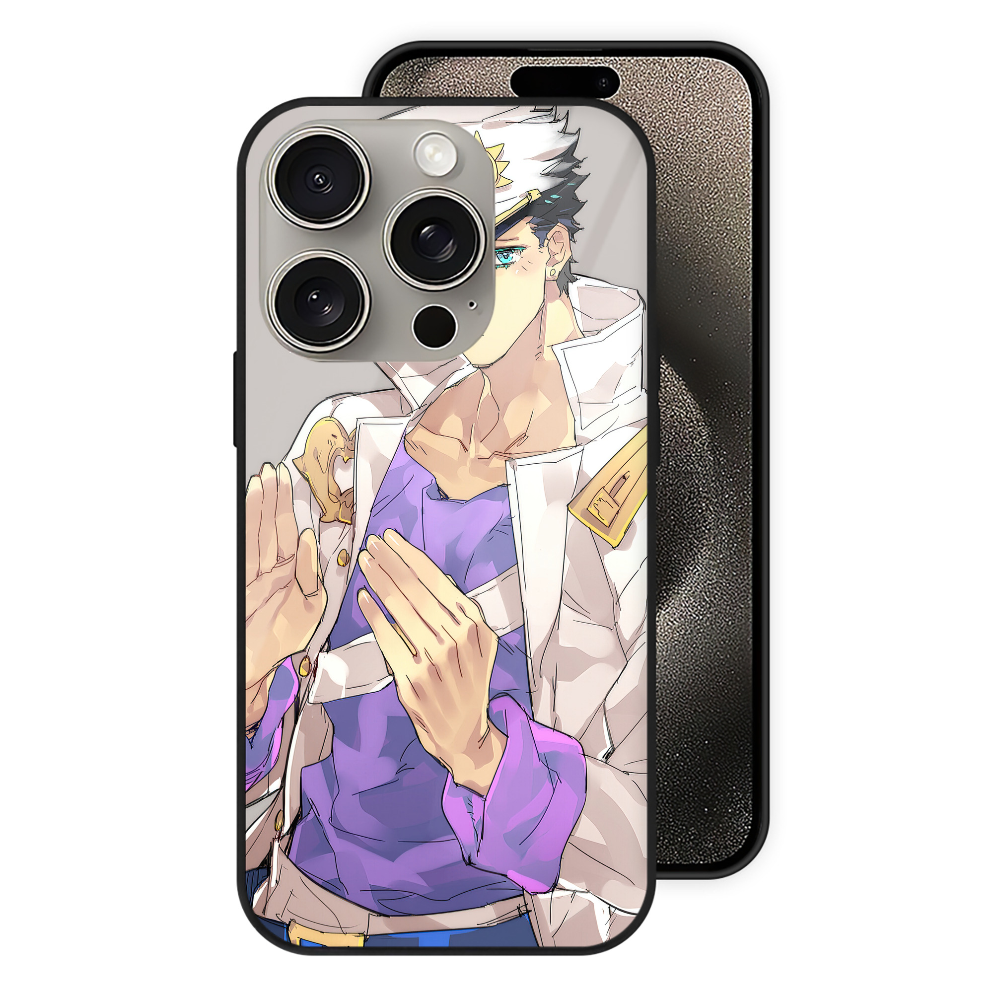 （画像用） ジョジョの奇妙な冒険 JoJo's Bizarre Adventure 【iPhone15Pro対応】スマホケース 耐衝撃＆黄変防止 背面ガラス