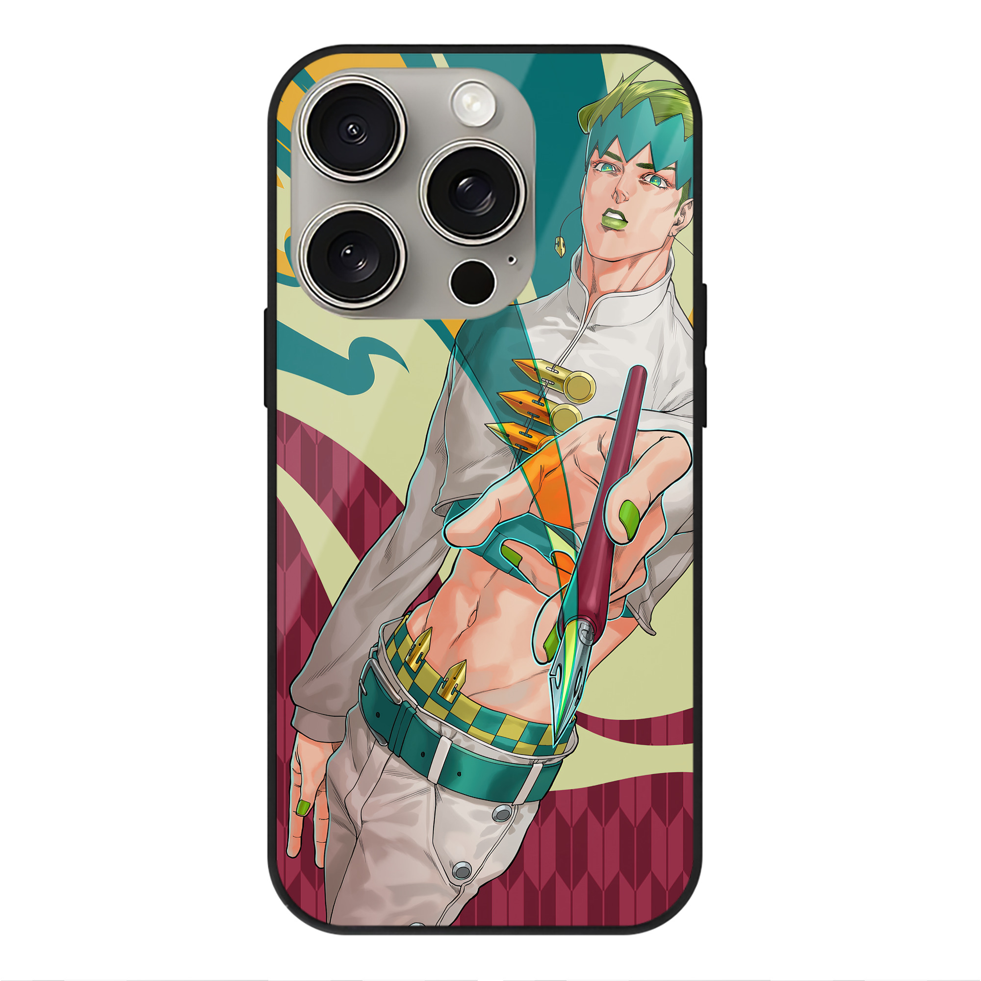 （画像用） ジョジョの奇妙な冒険 JoJo's Bizarre Adventure 【iPhone15Pro対応】スマホケース 耐衝撃＆黄変防止 背面ガラス
