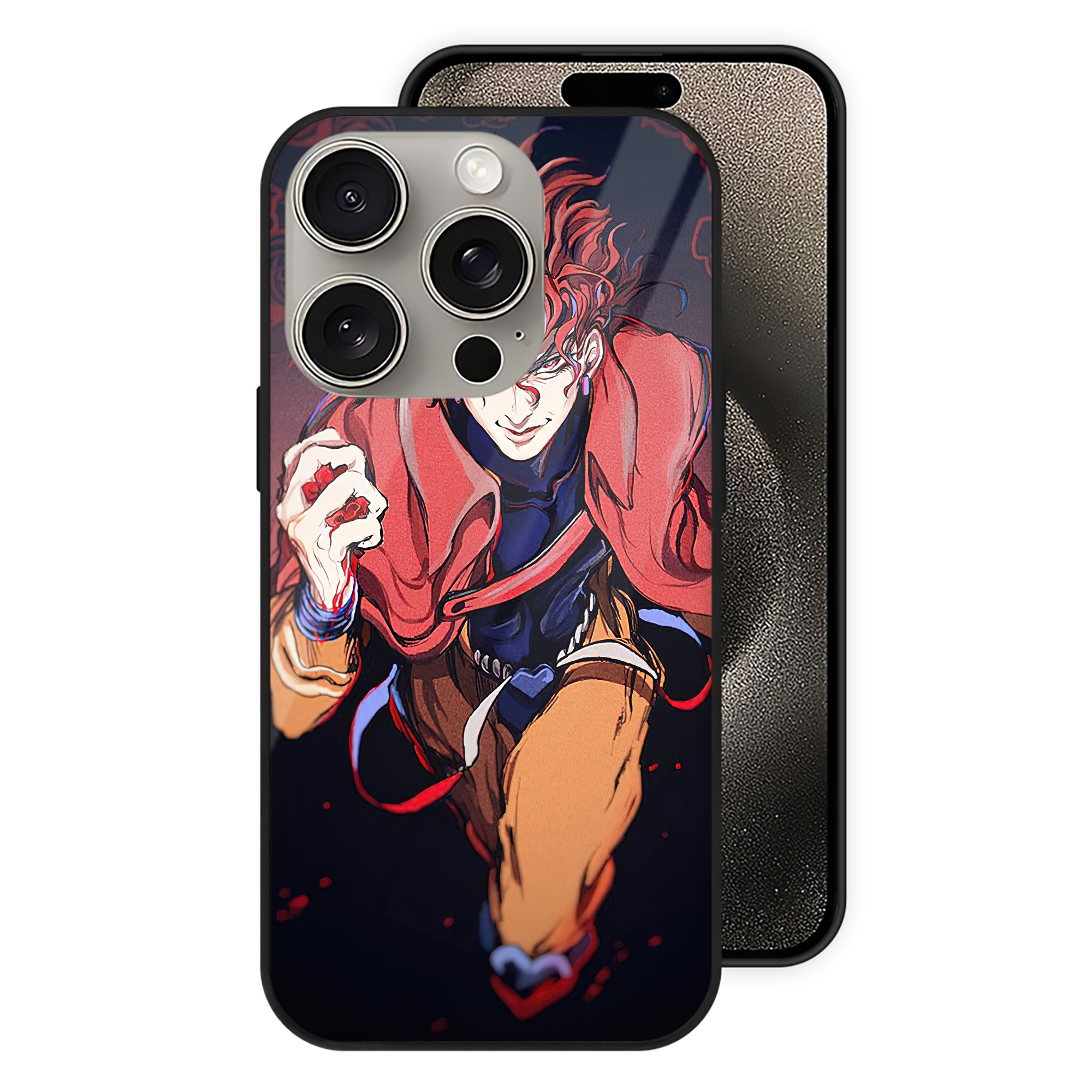 （画像用） ジョジョの奇妙な冒険 JoJo's Bizarre Adventure 【iPhone15Pro対応】スマホケース 耐衝撃＆黄変防止 背面ガラス