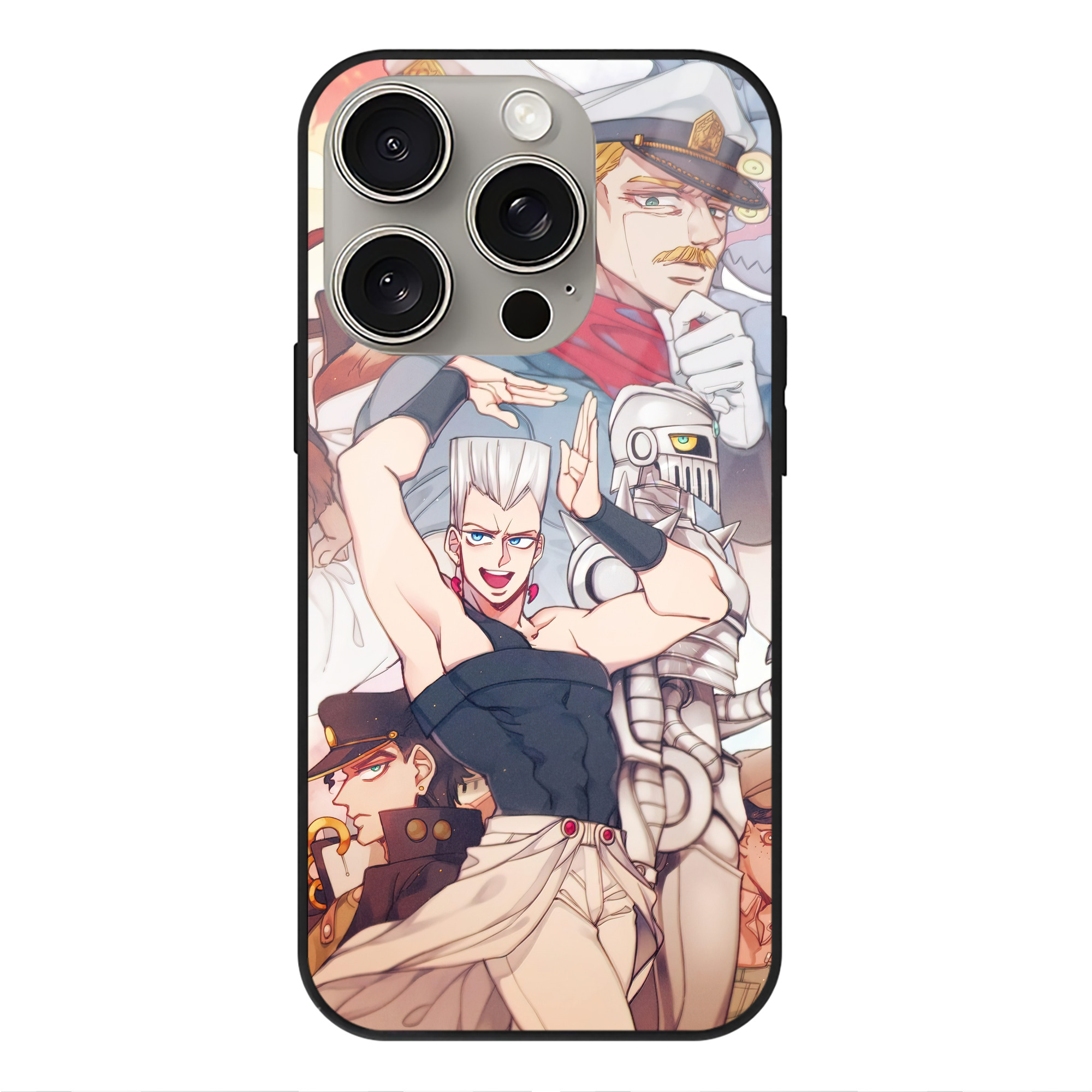 （画像用） ジョジョの奇妙な冒険 JoJo's Bizarre Adventure 【iPhone15Pro対応】スマホケース 耐衝撃＆黄変防止 背面ガラス