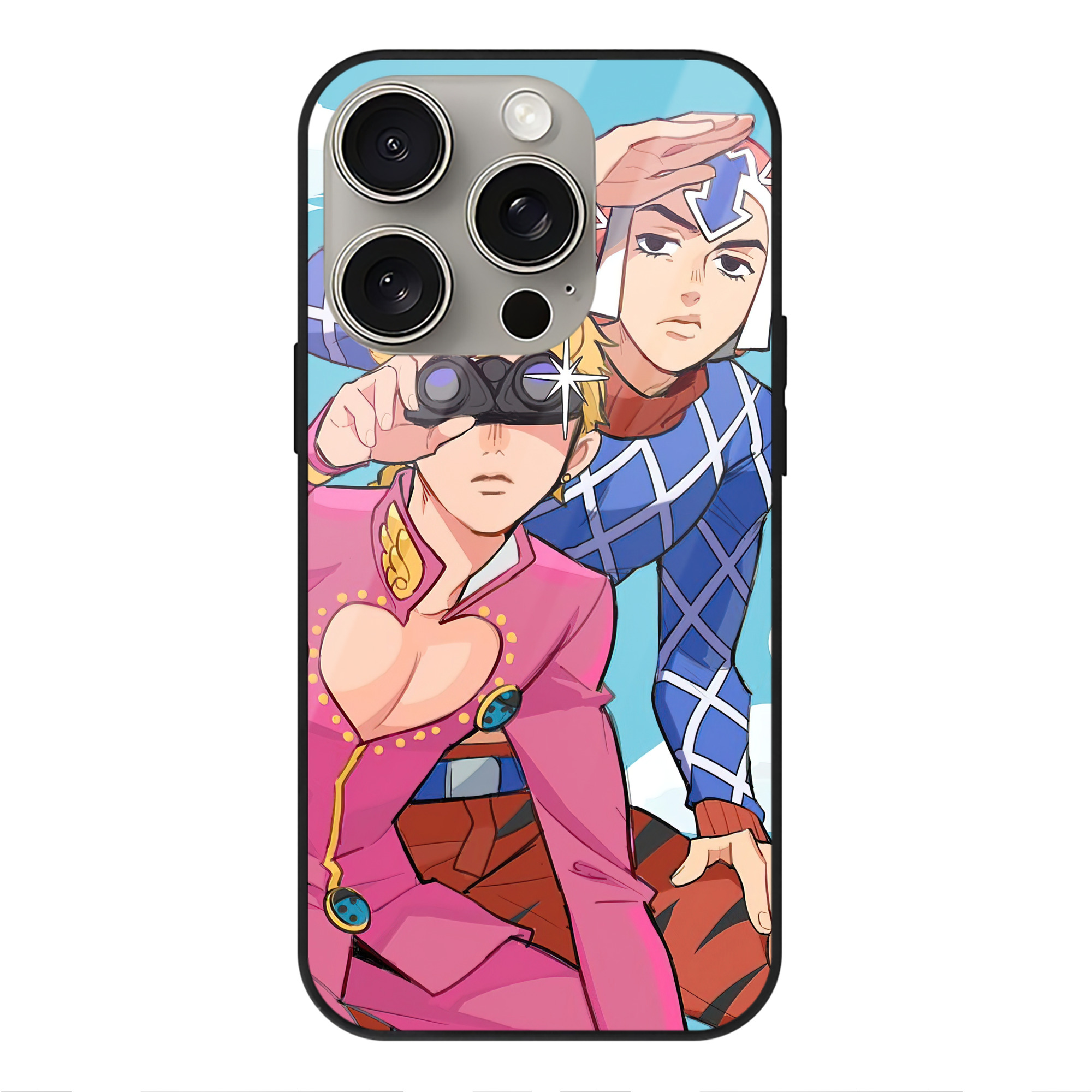 （画像用） ジョジョの奇妙な冒険 JoJo's Bizarre Adventure 【iPhone15Pro対応】スマホケース 耐衝撃＆黄変防止 背面ガラス