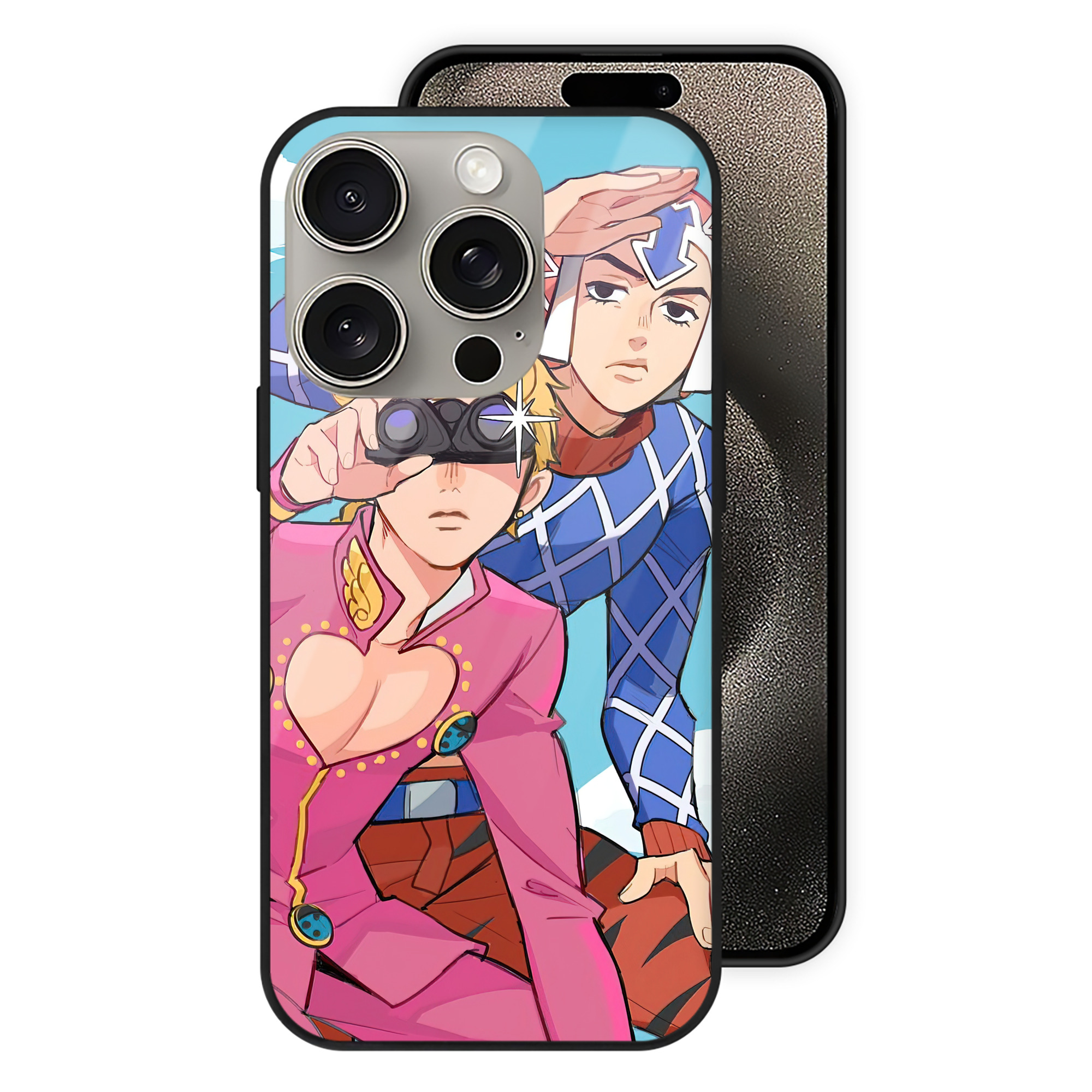 （画像用） ジョジョの奇妙な冒険 JoJo's Bizarre Adventure 【iPhone15Pro対応】スマホケース 耐衝撃＆黄変防止 背面ガラス