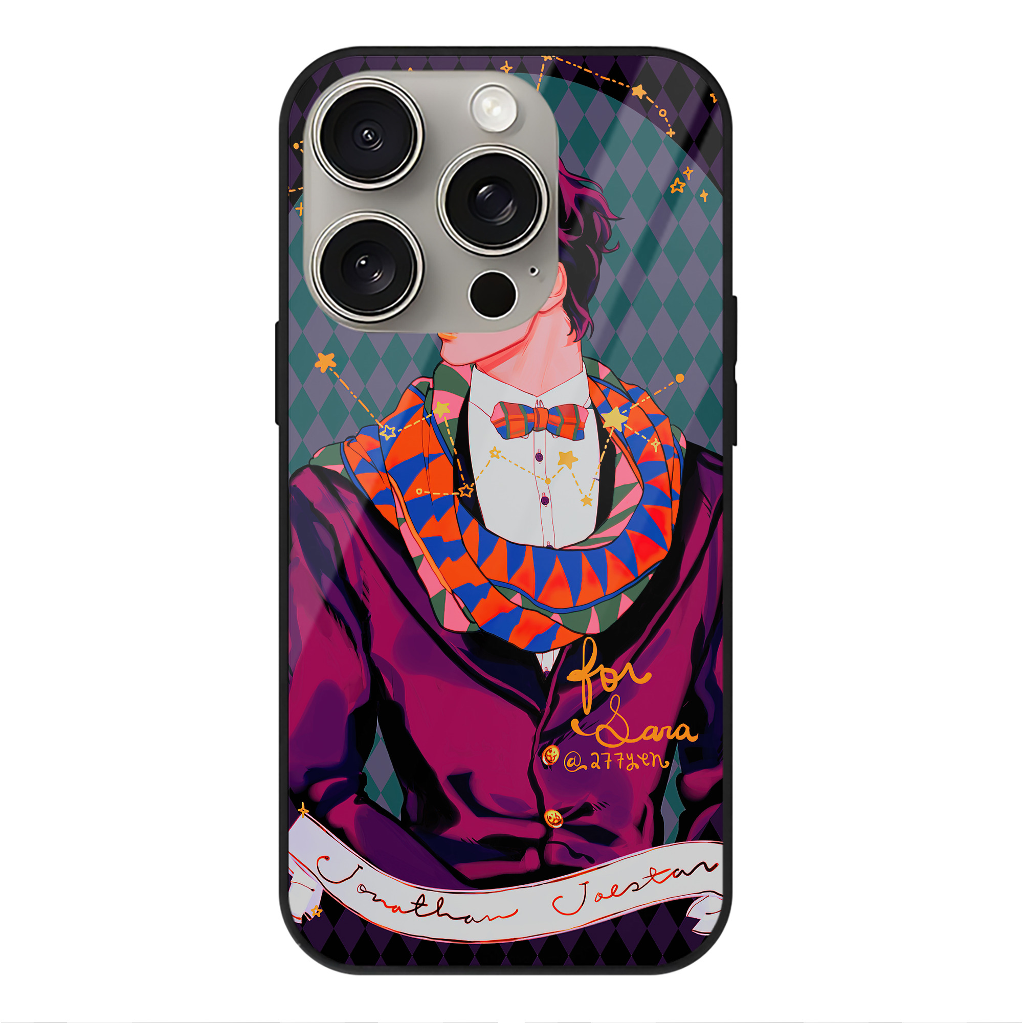 （画像用） ジョジョの奇妙な冒険 JoJo's Bizarre Adventure 【iPhone15Pro対応】スマホケース 耐衝撃＆黄変防止 背面ガラス