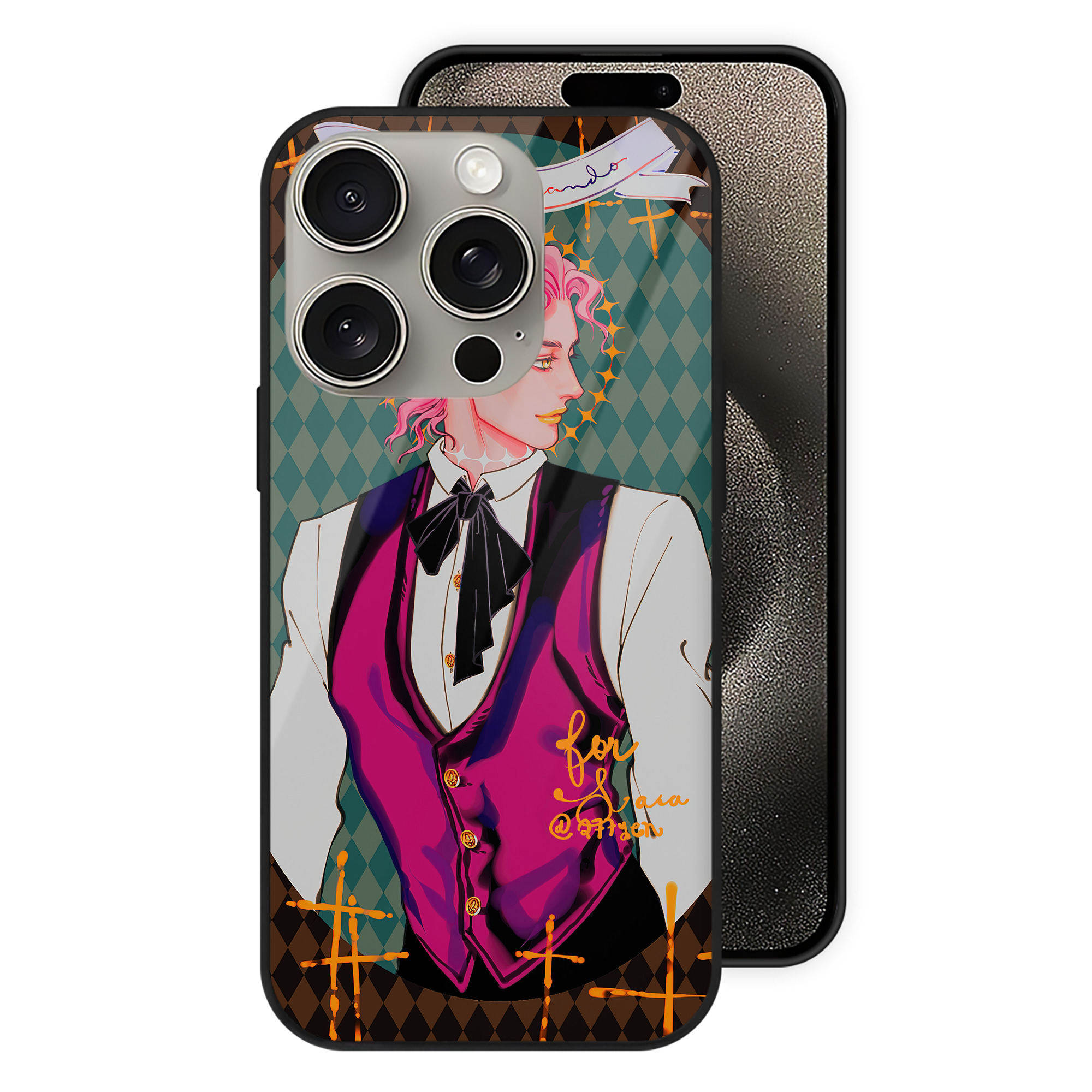 （画像用） ジョジョの奇妙な冒険 JoJo's Bizarre Adventure 【iPhone15Pro対応】スマホケース 耐衝撃＆黄変防止 背面ガラス