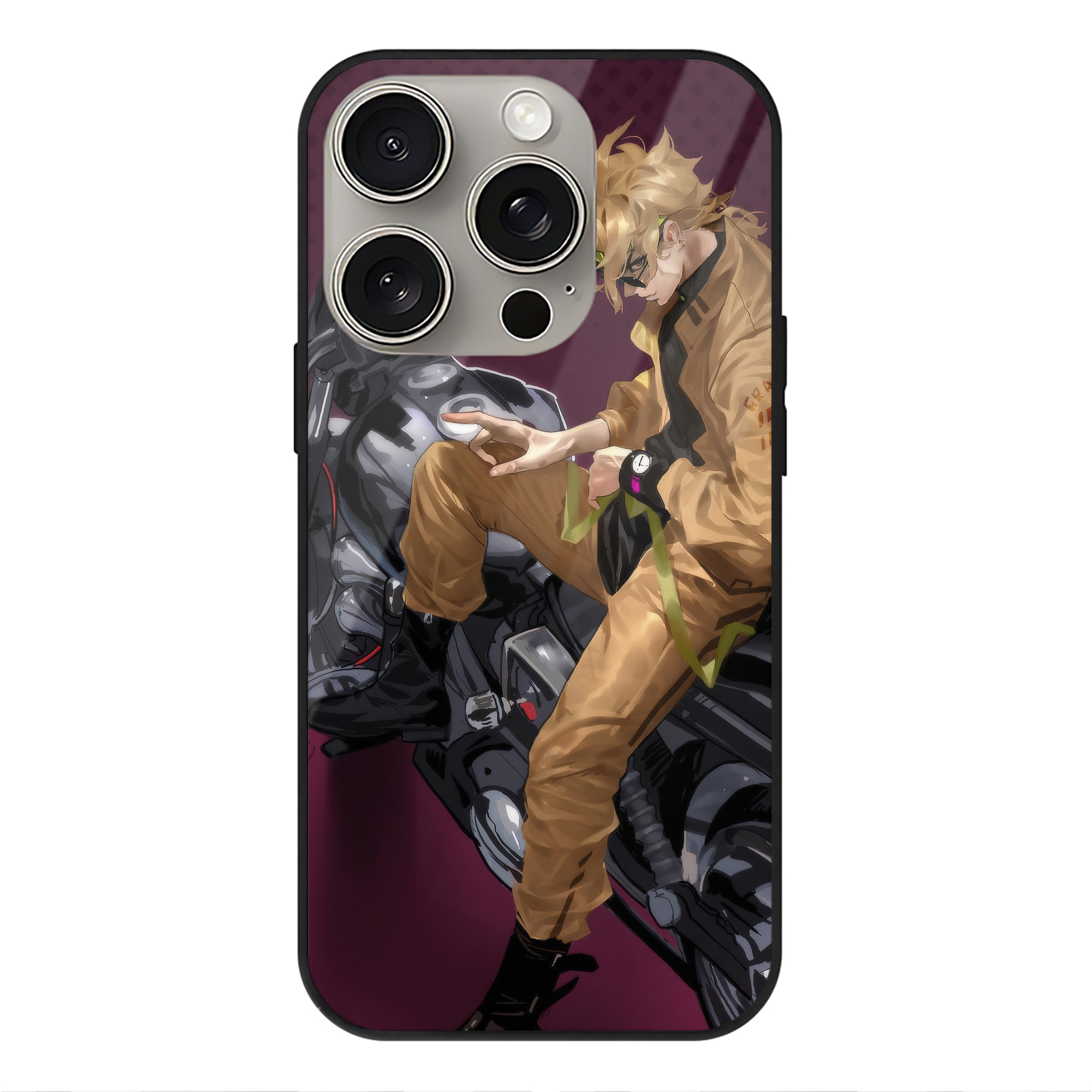 （画像用） ジョジョの奇妙な冒険 JoJo's Bizarre Adventure 【iPhone15Pro対応】スマホケース 耐衝撃＆黄変防止 背面ガラス