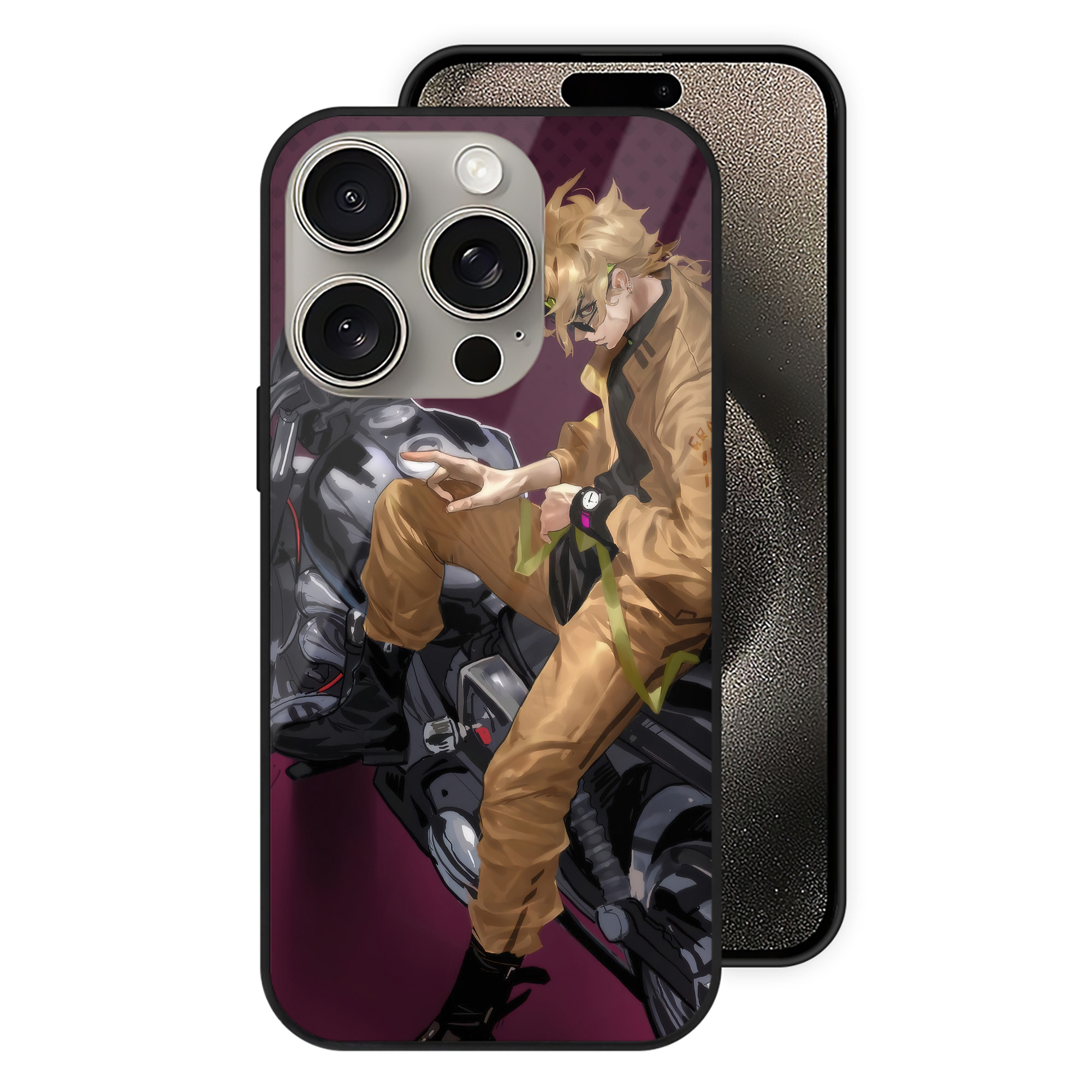 （画像用） ジョジョの奇妙な冒険 JoJo's Bizarre Adventure 【iPhone15Pro対応】スマホケース 耐衝撃＆黄変防止 背面ガラス