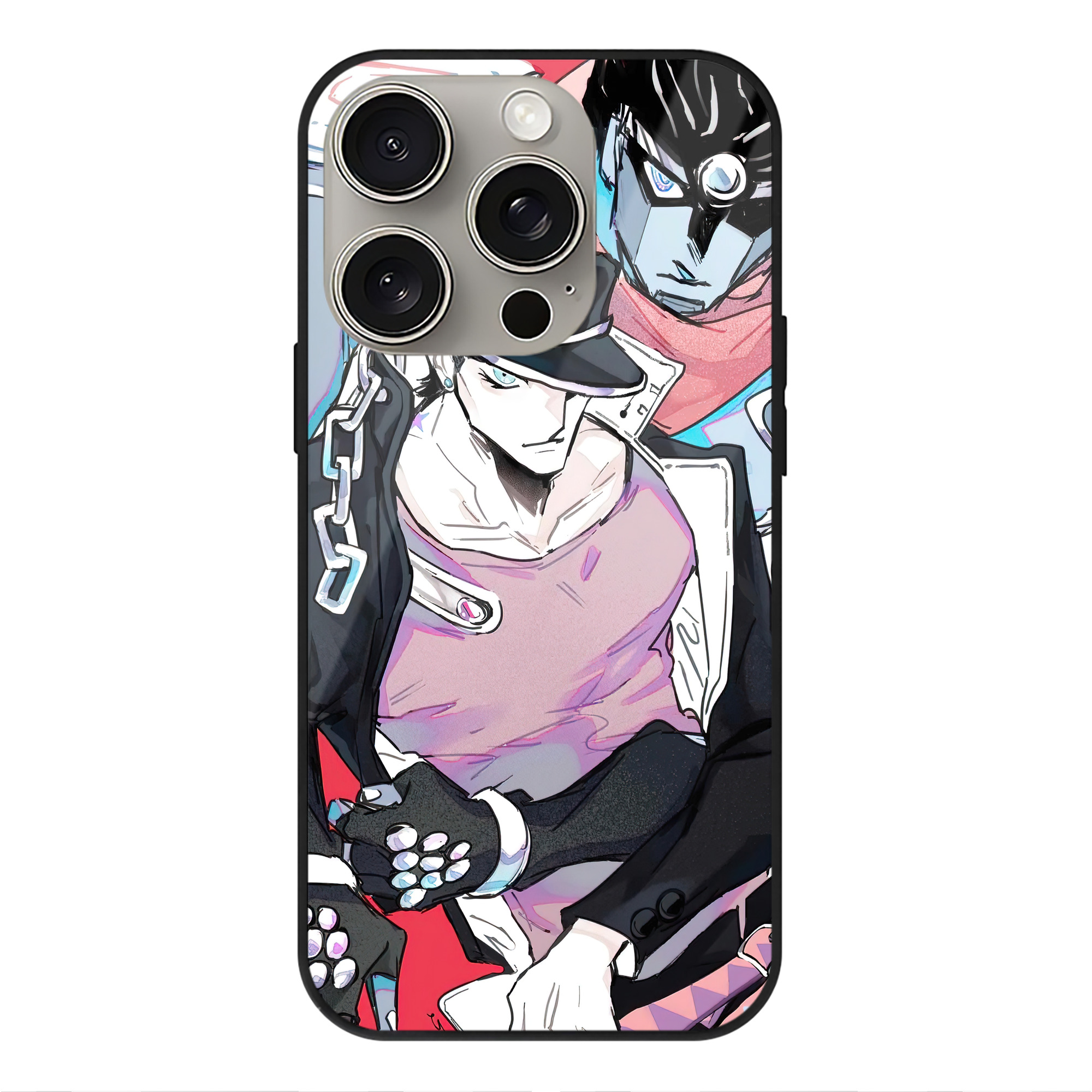 （画像用） ジョジョの奇妙な冒険 JoJo's Bizarre Adventure 【iPhone15Pro対応】スマホケース 耐衝撃＆黄変防止 背面ガラス