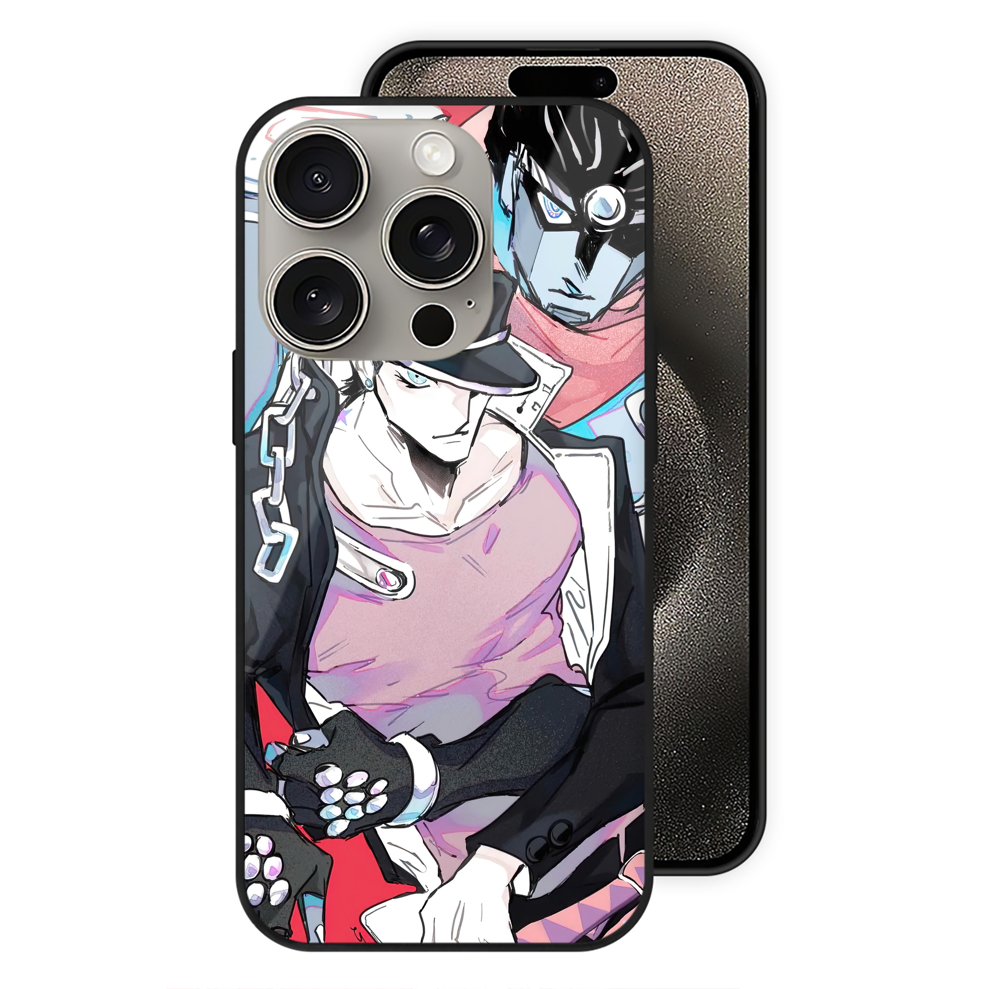 （画像用） ジョジョの奇妙な冒険 JoJo's Bizarre Adventure 【iPhone15Pro対応】スマホケース 耐衝撃＆黄変防止 背面ガラス