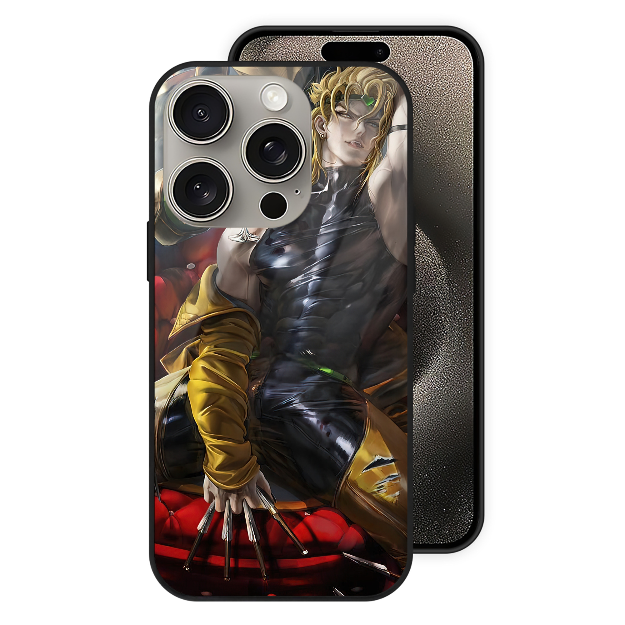 （画像用） ジョジョの奇妙な冒険 JoJo's Bizarre Adventure 【iPhone15Pro対応】スマホケース 耐衝撃＆黄変防止 背面ガラス