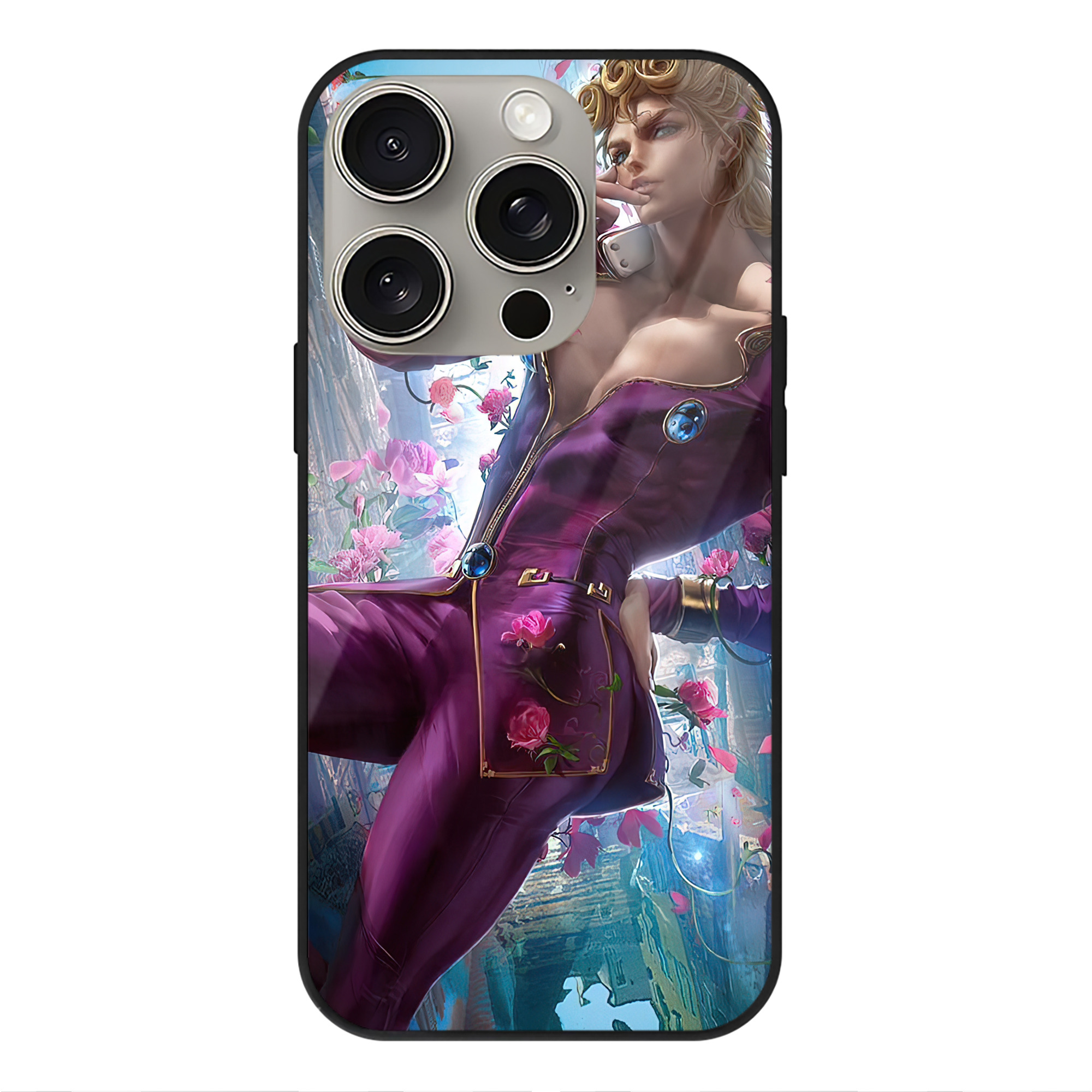 （画像用） ジョジョの奇妙な冒険 JoJo's Bizarre Adventure 【iPhone15Pro対応】スマホケース 耐衝撃＆黄変防止 背面ガラス