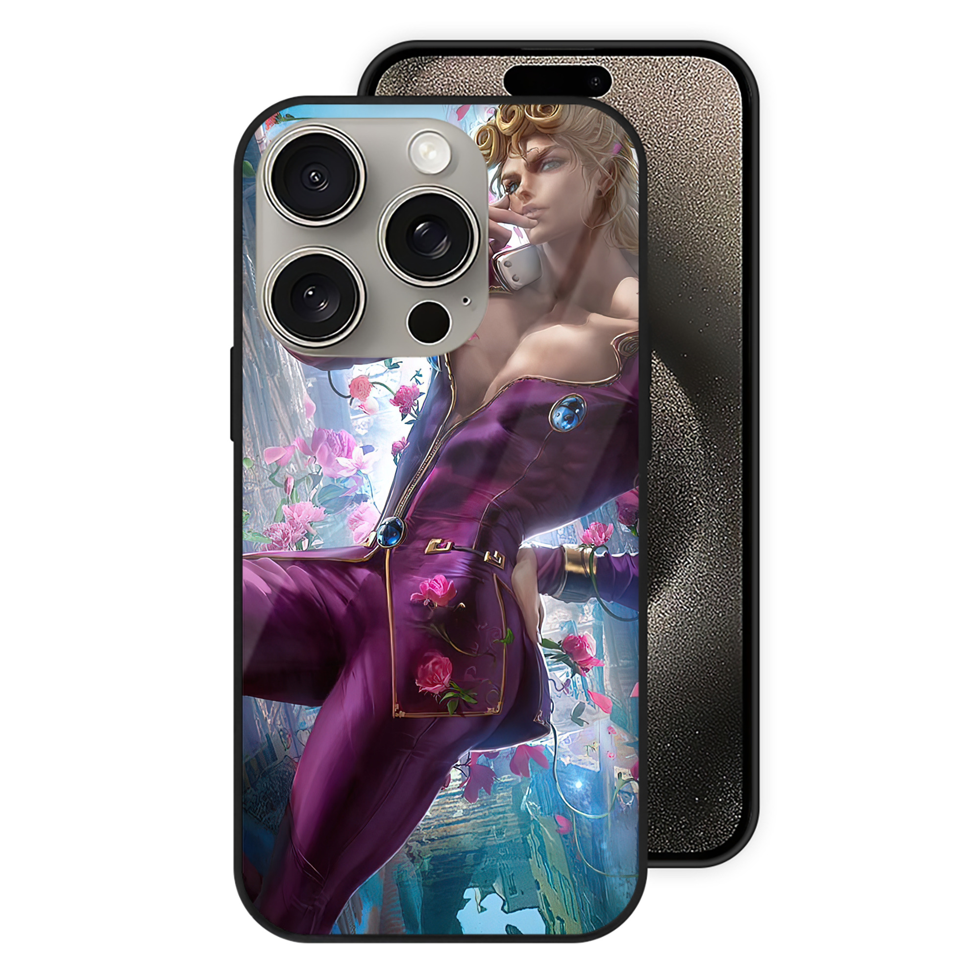 （画像用） ジョジョの奇妙な冒険 JoJo's Bizarre Adventure 【iPhone15Pro対応】スマホケース 耐衝撃＆黄変防止 背面ガラス