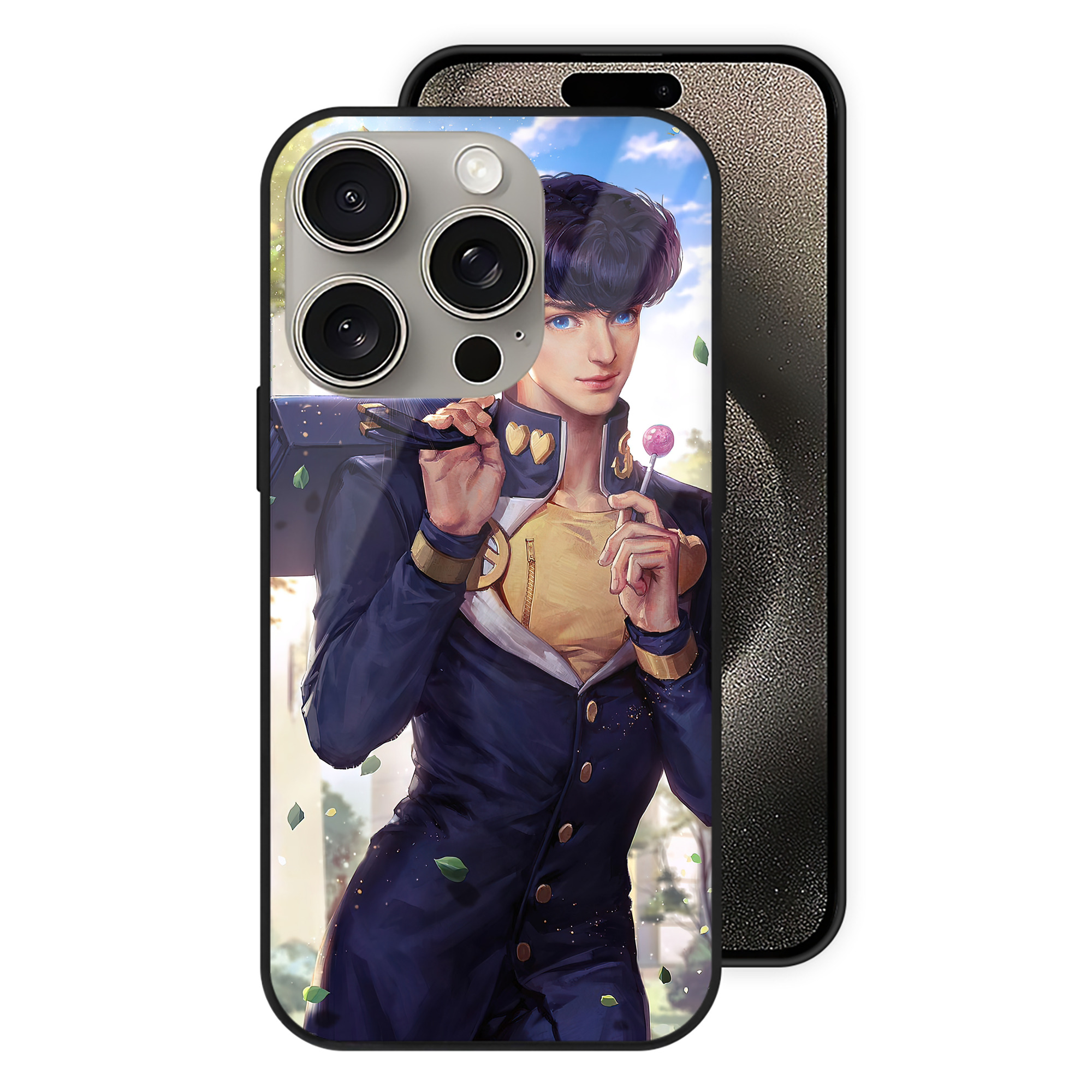 （画像用） ジョジョの奇妙な冒険 JoJo's Bizarre Adventure 【iPhone15Pro対応】スマホケース 耐衝撃＆黄変防止 背面ガラス