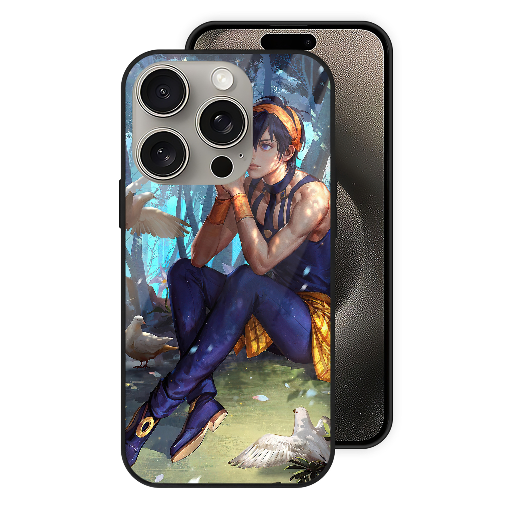 （画像用） ジョジョの奇妙な冒険 JoJo's Bizarre Adventure 【iPhone15Pro対応】スマホケース 耐衝撃＆黄変防止 背面ガラス