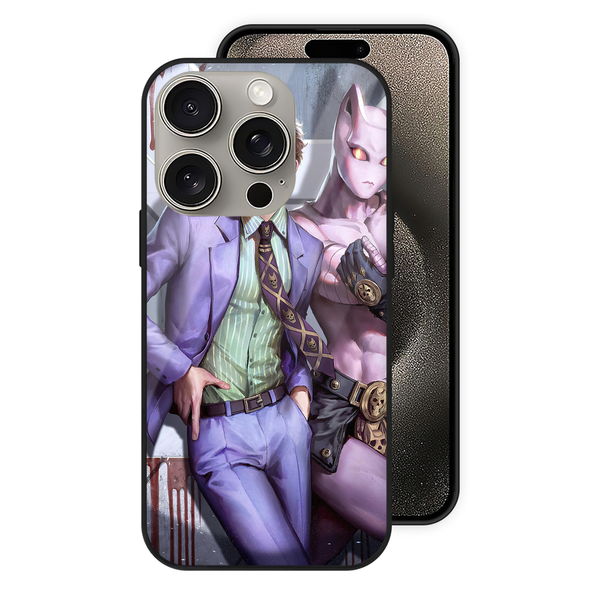 （画像用） ジョジョの奇妙な冒険 JoJo's Bizarre Adventure 【iPhone15Pro対応】スマホケース 耐衝撃＆黄変防止 背面ガラス