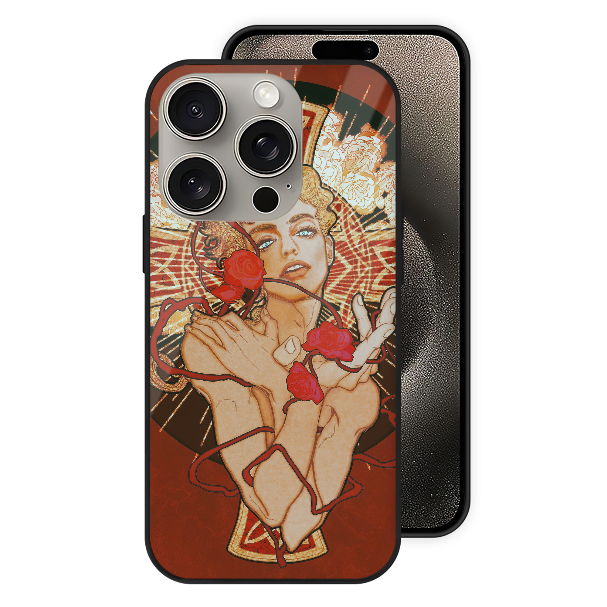 （画像用） ジョジョの奇妙な冒険 JoJo's Bizarre Adventure 【iPhone15Pro対応】スマホケース 耐衝撃＆黄変防止 背面ガラス
