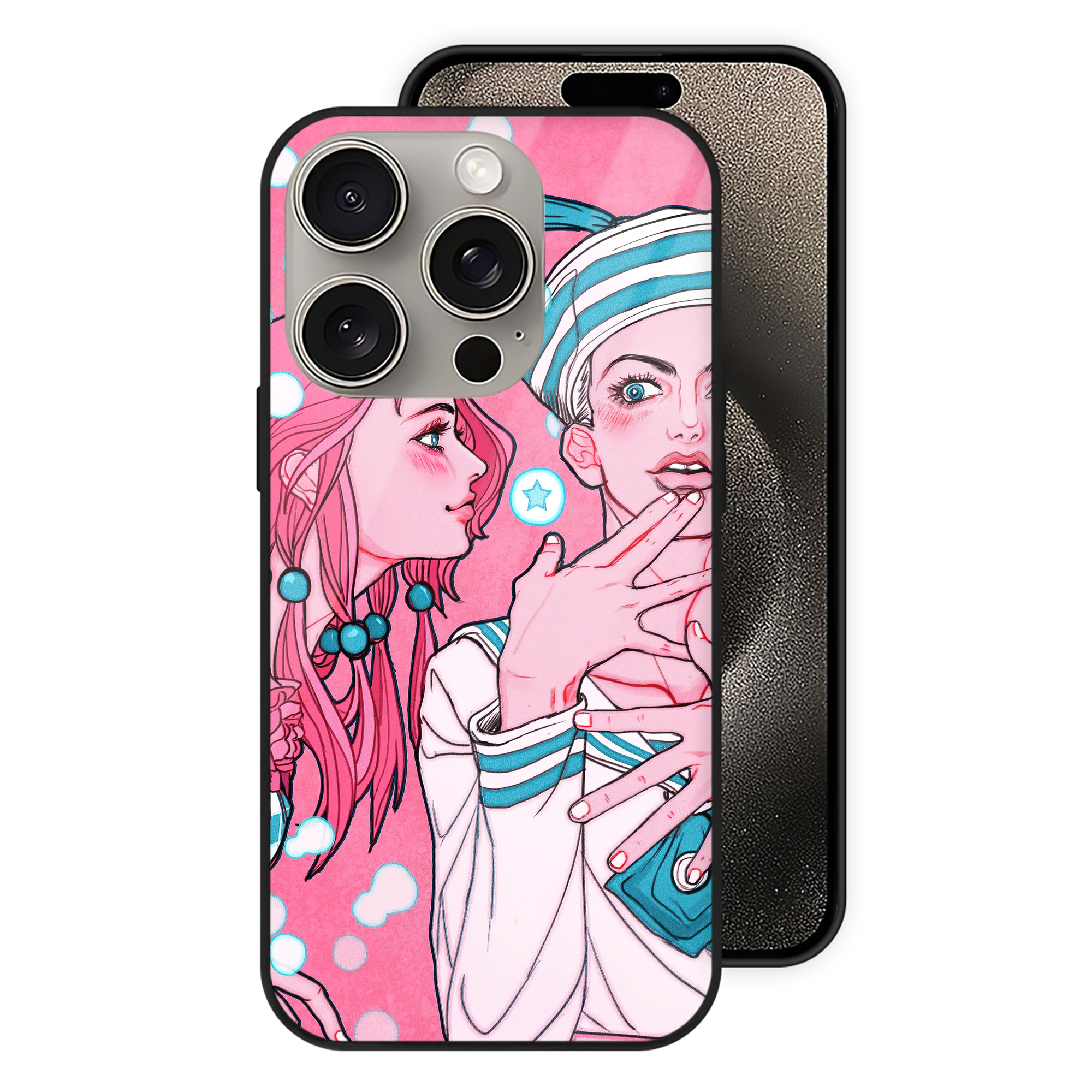 （画像用） ジョジョの奇妙な冒険 JoJo's Bizarre Adventure 【iPhone15Pro対応】スマホケース 耐衝撃＆黄変防止 背面ガラス