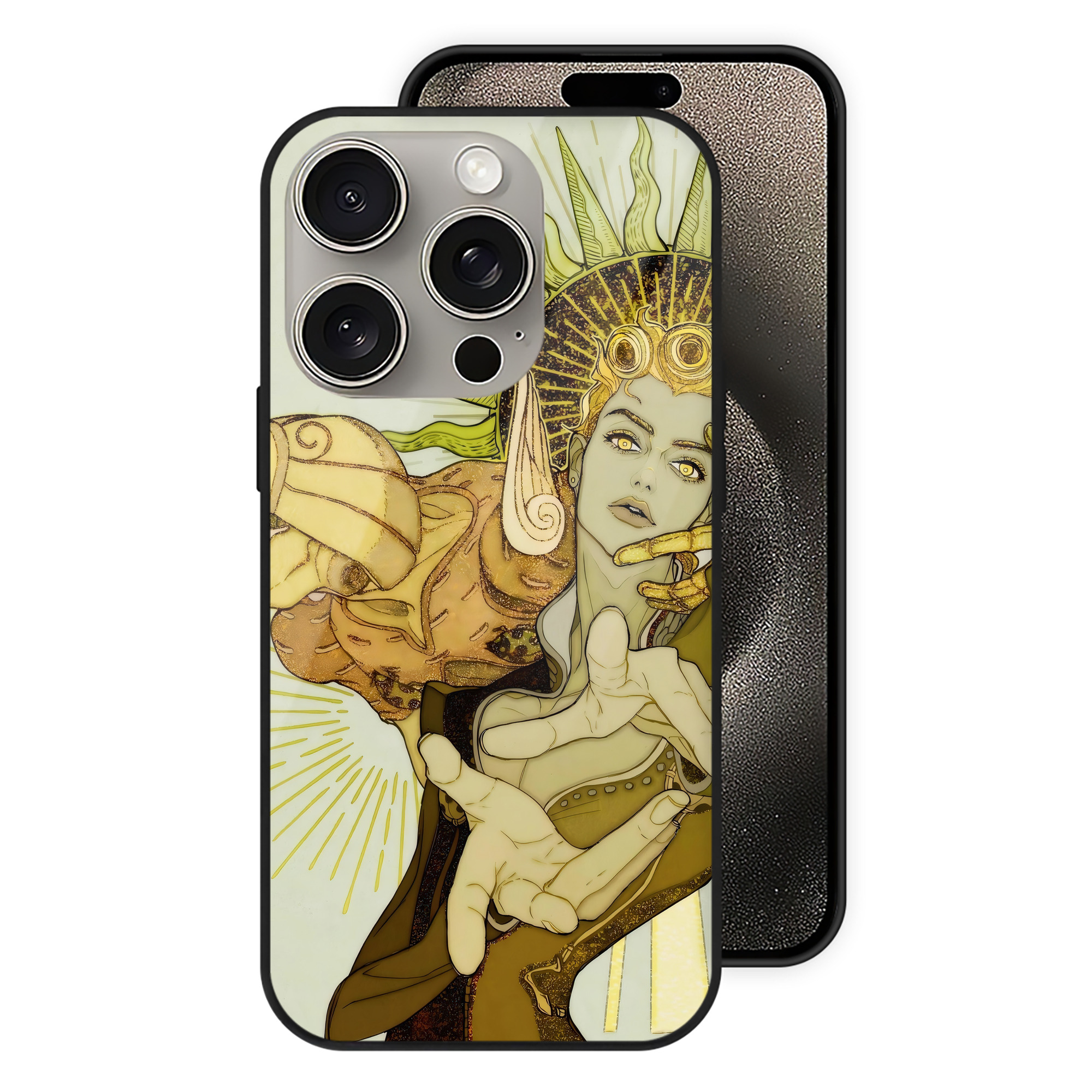 （画像用） ジョジョの奇妙な冒険 JoJo's Bizarre Adventure 【iPhone15Pro対応】スマホケース 耐衝撃＆黄変防止 背面ガラス