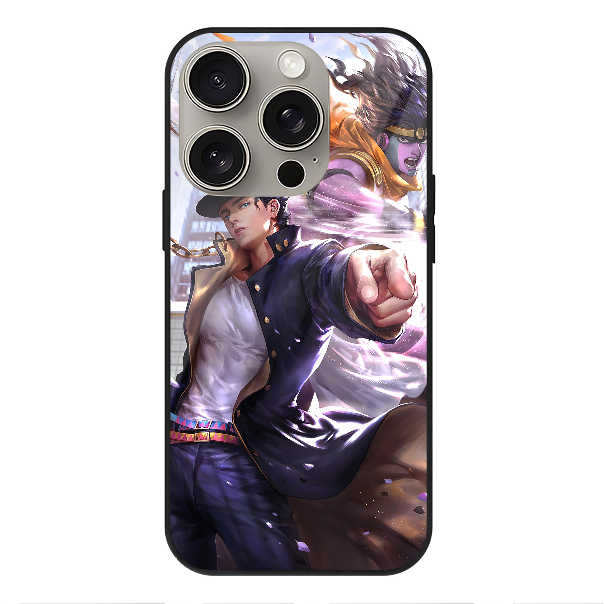 （画像用） ジョジョの奇妙な冒険 JoJo's Bizarre Adventure 【iPhone15Pro対応】スマホケース 耐衝撃＆黄変防止 背面ガラス