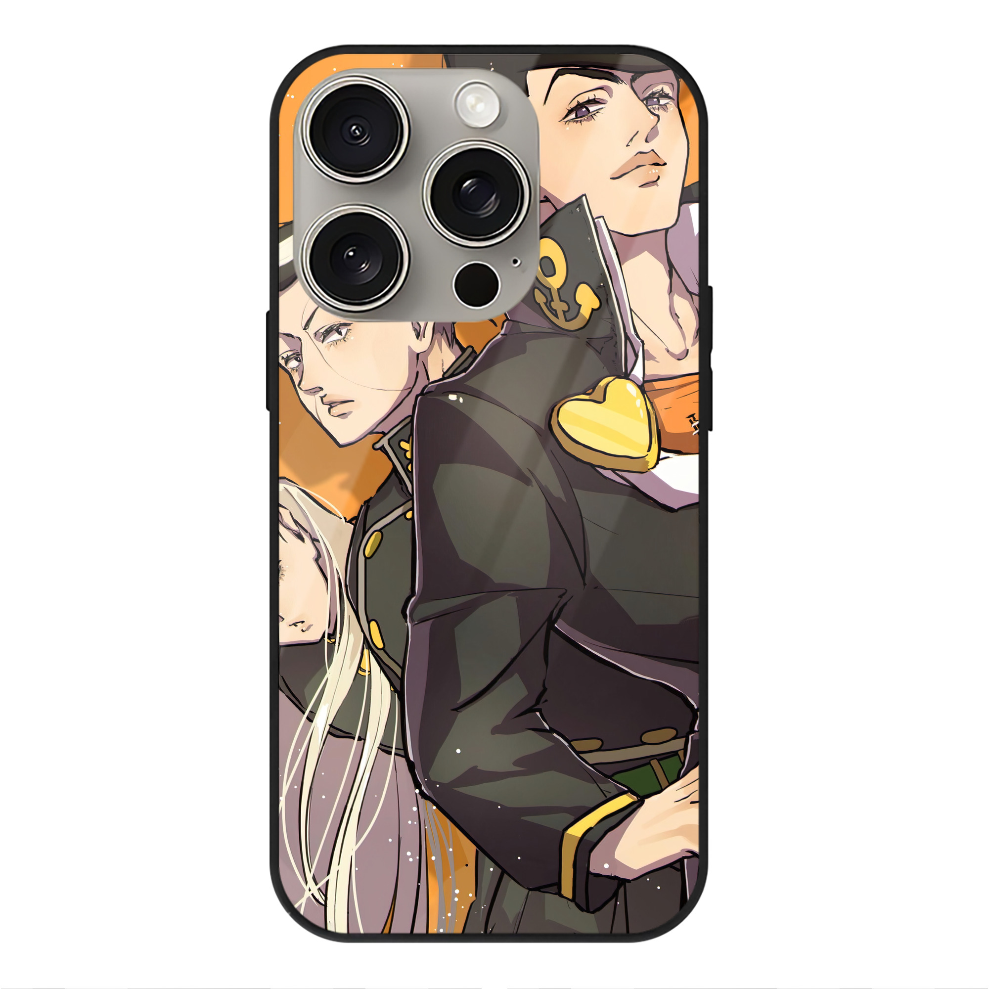 （画像用） ジョジョの奇妙な冒険 JoJo's Bizarre Adventure 【iPhone15Pro対応】スマホケース 耐衝撃＆黄変防止 背面ガラス
