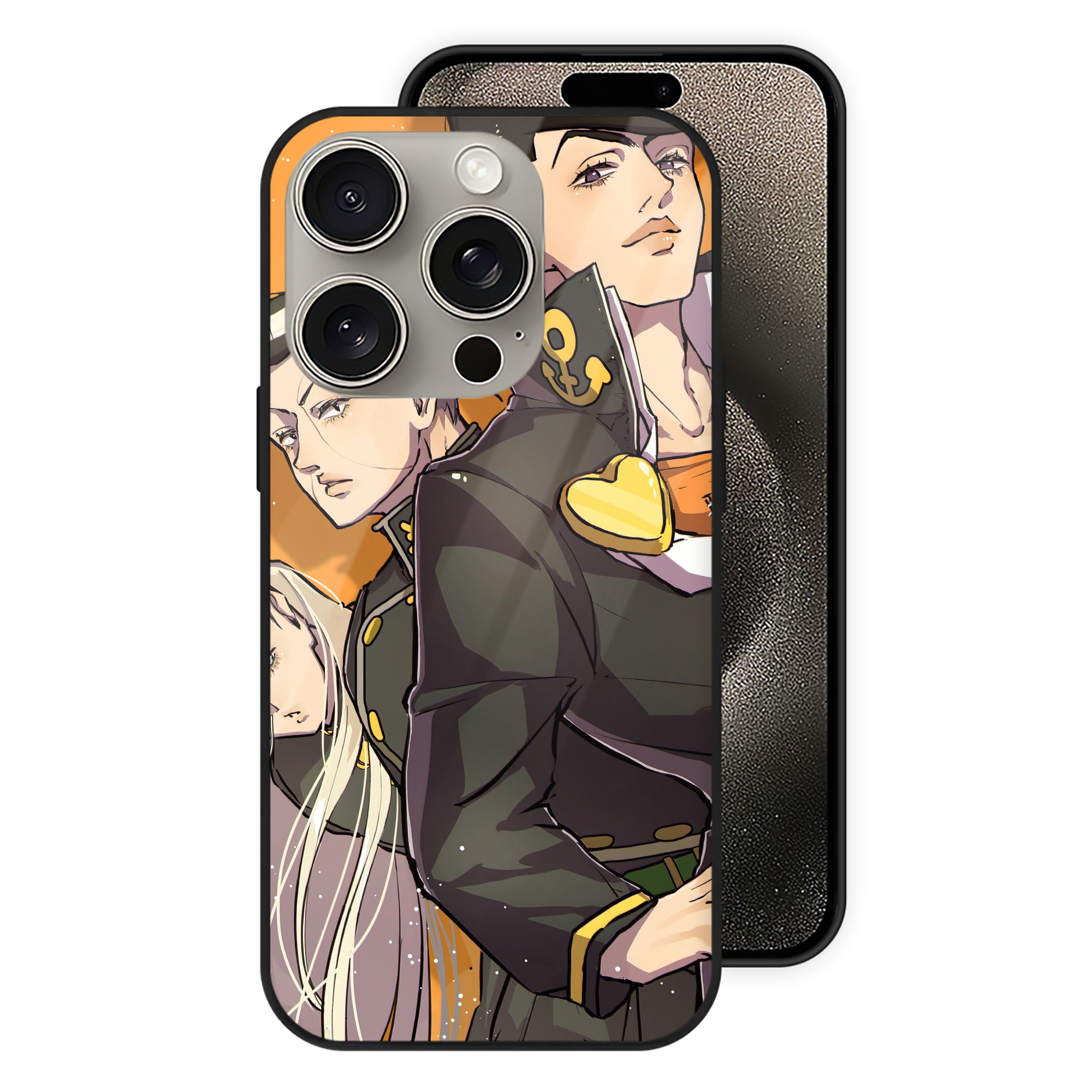 （画像用） ジョジョの奇妙な冒険 JoJo's Bizarre Adventure 【iPhone15Pro対応】スマホケース 耐衝撃＆黄変防止 背面ガラス