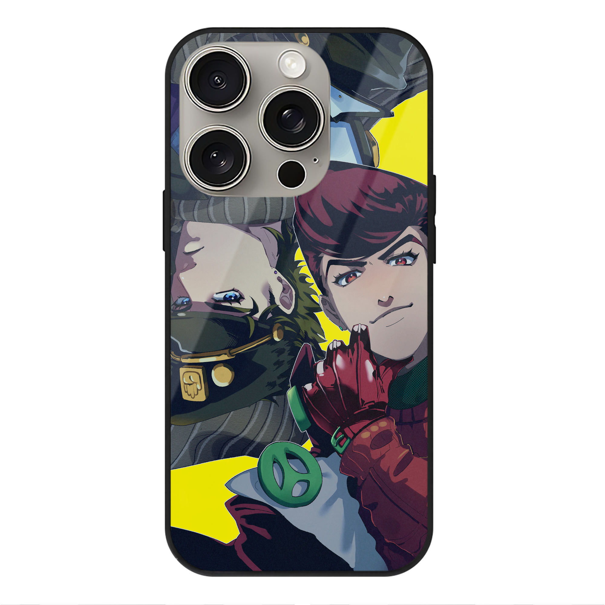 （画像用） ジョジョの奇妙な冒険 JoJo's Bizarre Adventure 【iPhone15Pro対応】スマホケース 耐衝撃＆黄変防止 背面ガラス