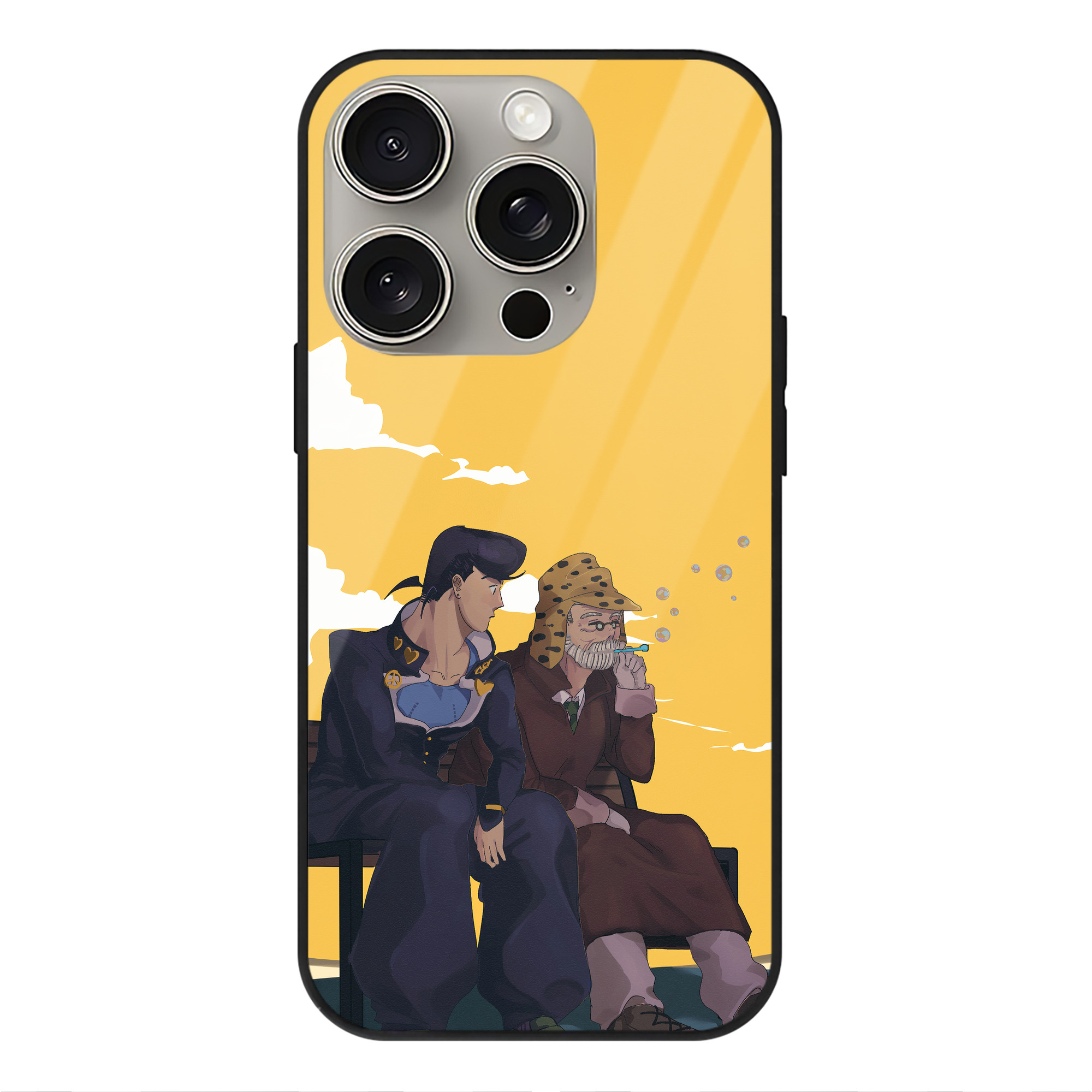 （画像用） ジョジョの奇妙な冒険 JoJo's Bizarre Adventure 【iPhone15Pro対応】スマホケース 耐衝撃＆黄変防止 背面ガラス