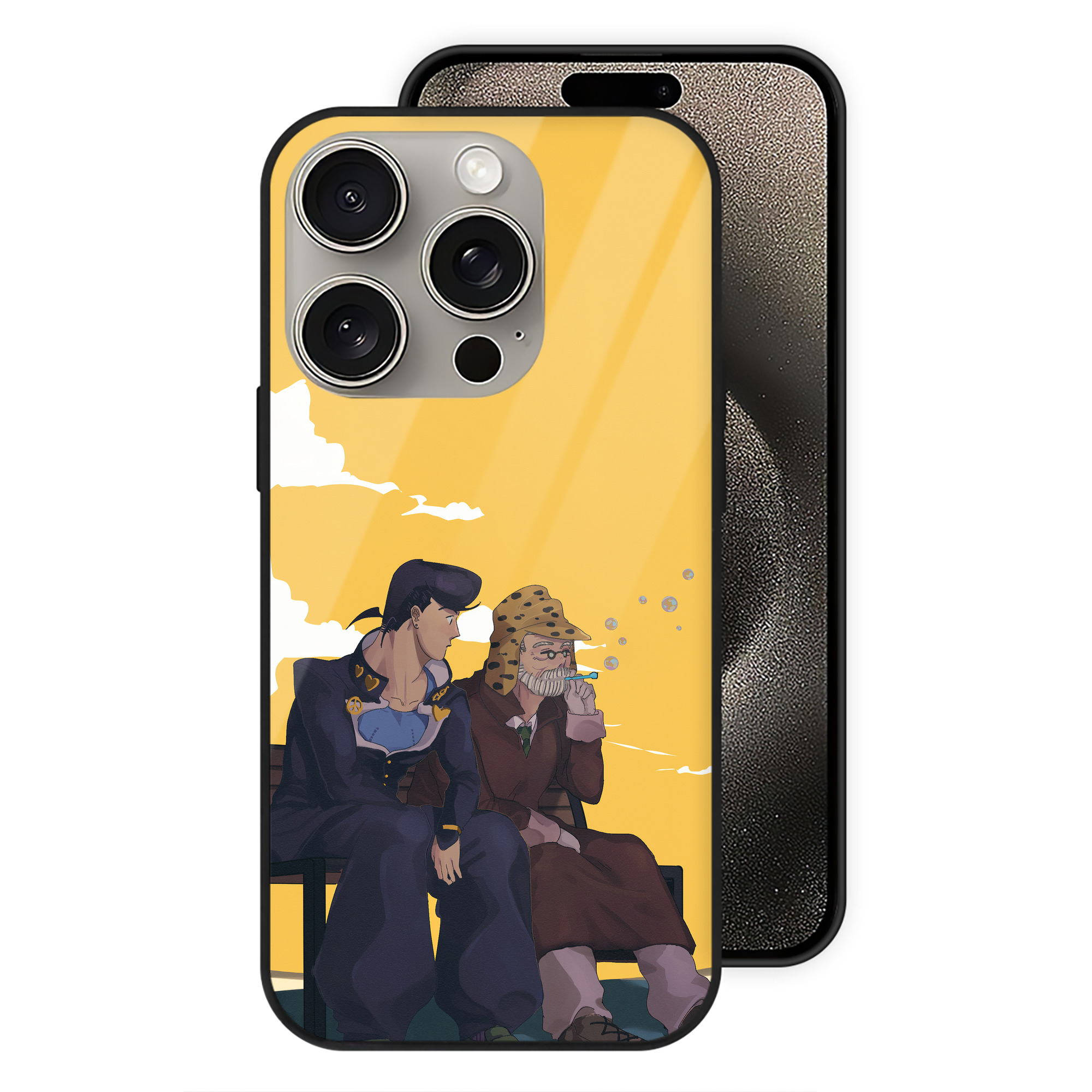 （画像用） ジョジョの奇妙な冒険 JoJo's Bizarre Adventure 【iPhone15Pro対応】スマホケース 耐衝撃＆黄変防止 背面ガラス