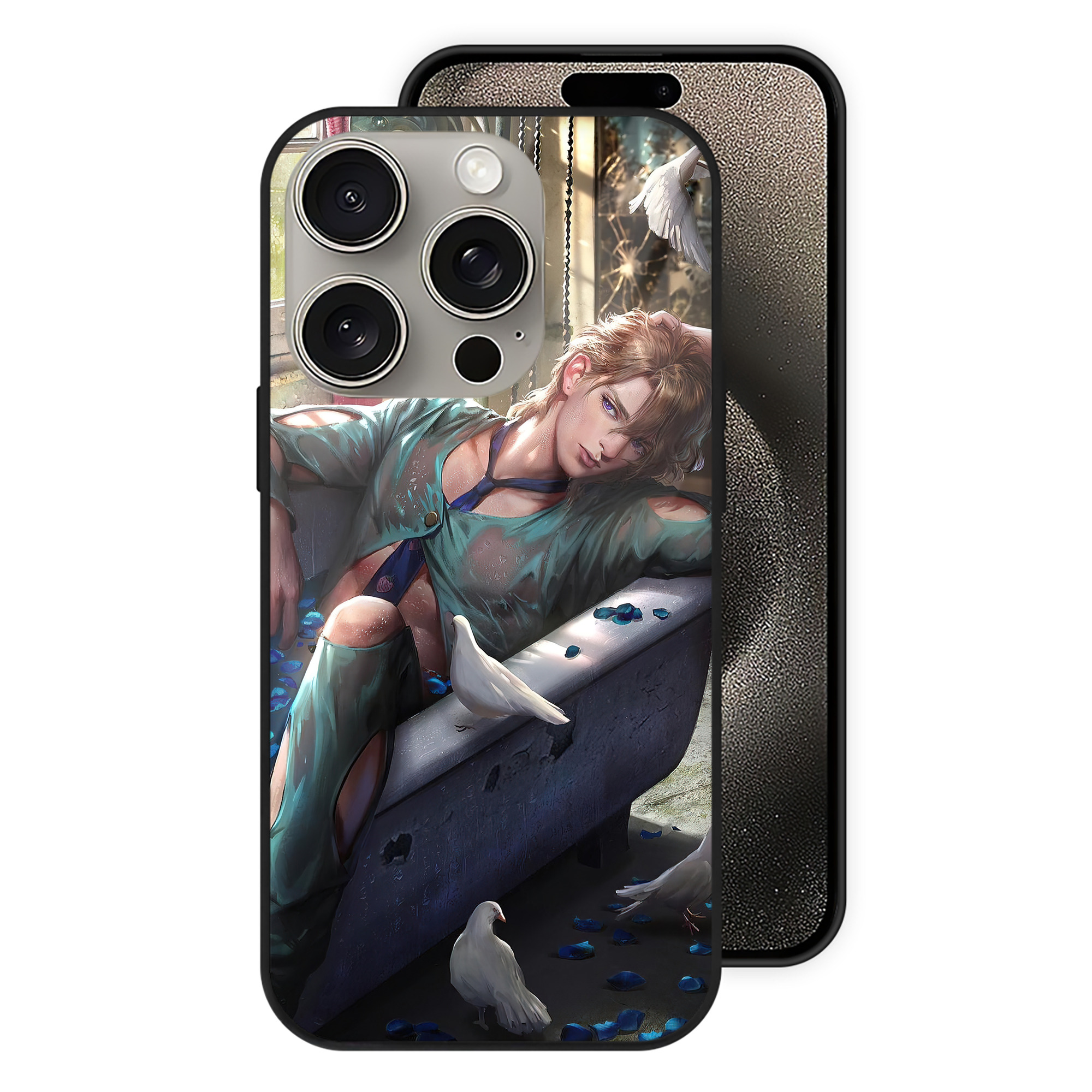 （画像用） ジョジョの奇妙な冒険 JoJo's Bizarre Adventure 【iPhone15Pro対応】スマホケース 耐衝撃＆黄変防止 背面ガラス