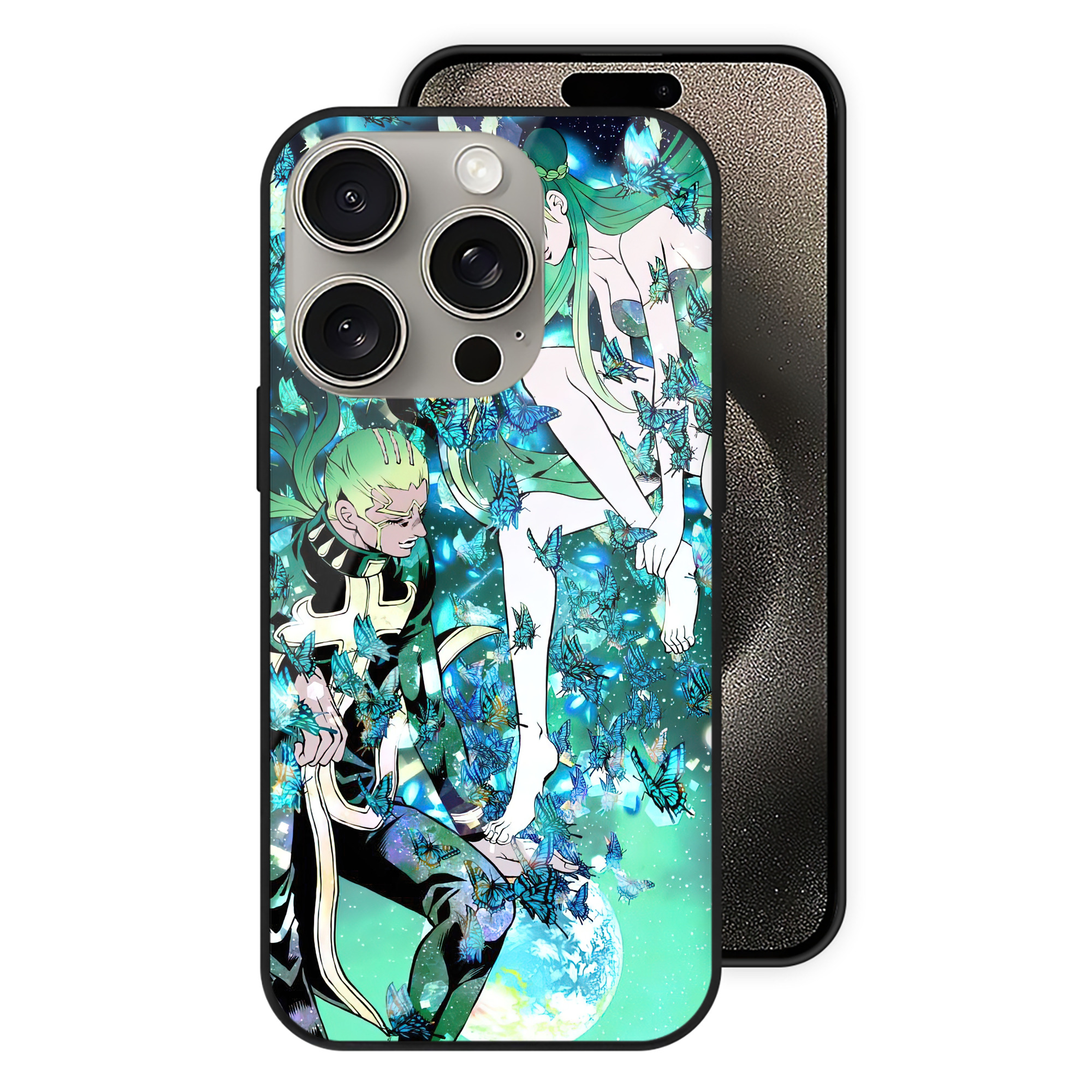 （画像用） ジョジョの奇妙な冒険 JoJo's Bizarre Adventure 【iPhone15Pro対応】スマホケース 耐衝撃＆黄変防止 背面ガラス