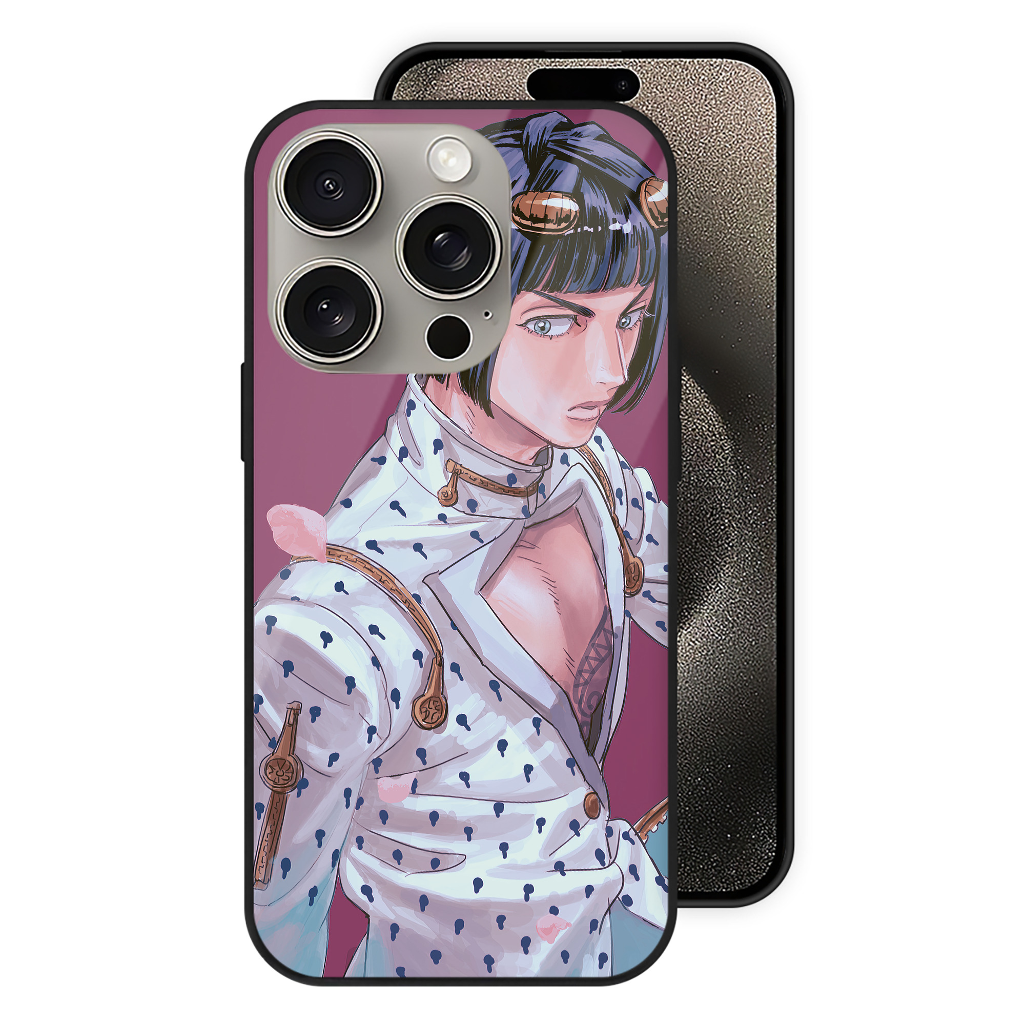 （画像用） ジョジョの奇妙な冒険 JoJo's Bizarre Adventure 【iPhone15Pro対応】スマホケース 耐衝撃＆黄変防止 背面ガラス