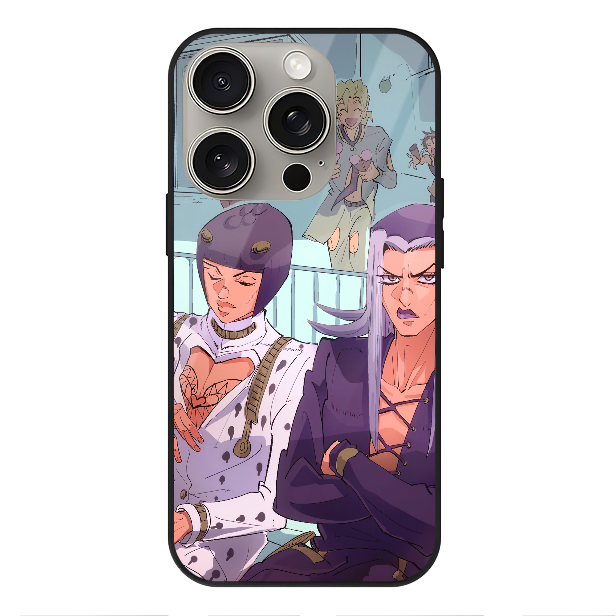 （画像用） ジョジョの奇妙な冒険 JoJo's Bizarre Adventure 【iPhone15Pro対応】スマホケース 耐衝撃＆黄変防止 背面ガラス