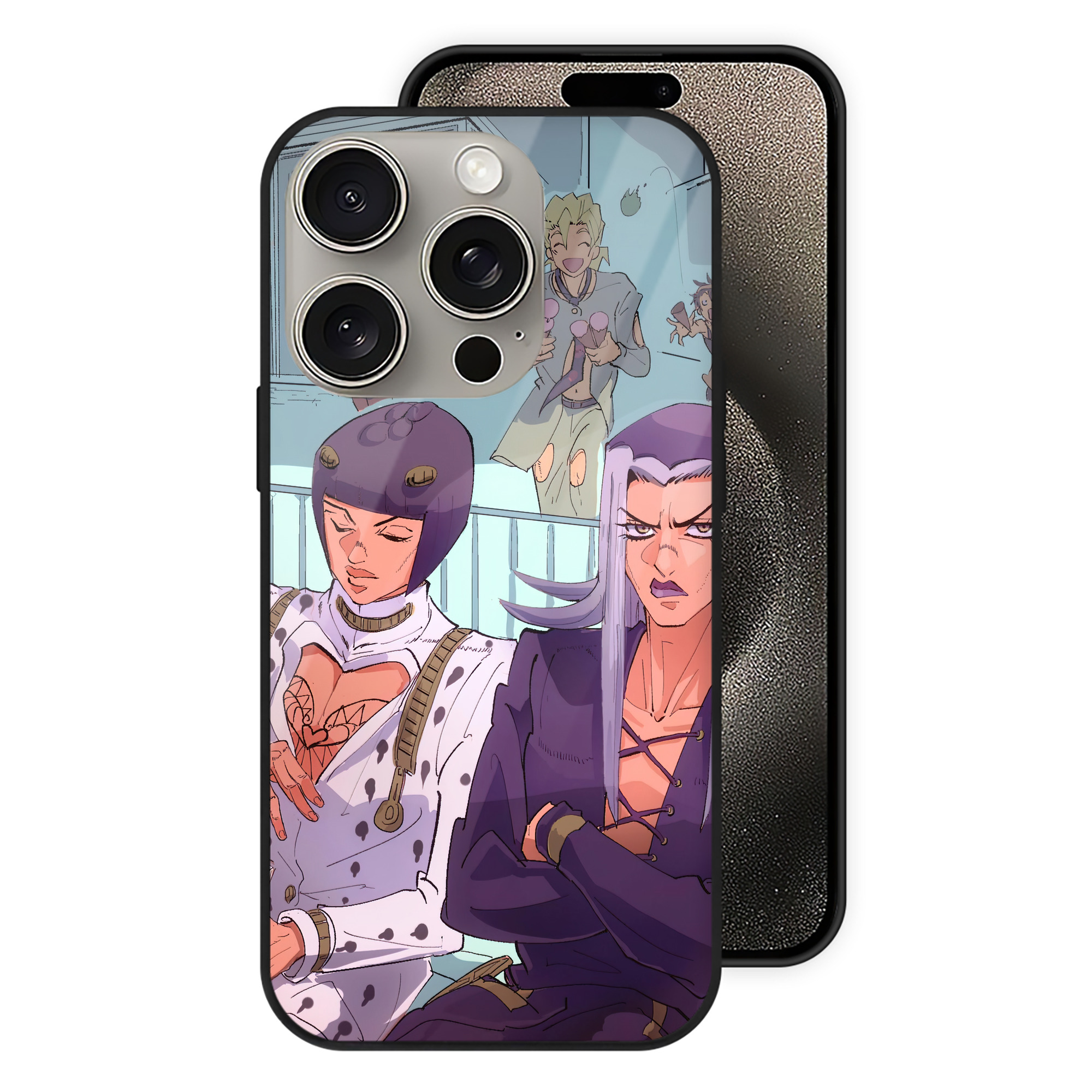 （画像用） ジョジョの奇妙な冒険 JoJo's Bizarre Adventure 【iPhone15Pro対応】スマホケース 耐衝撃＆黄変防止 背面ガラス