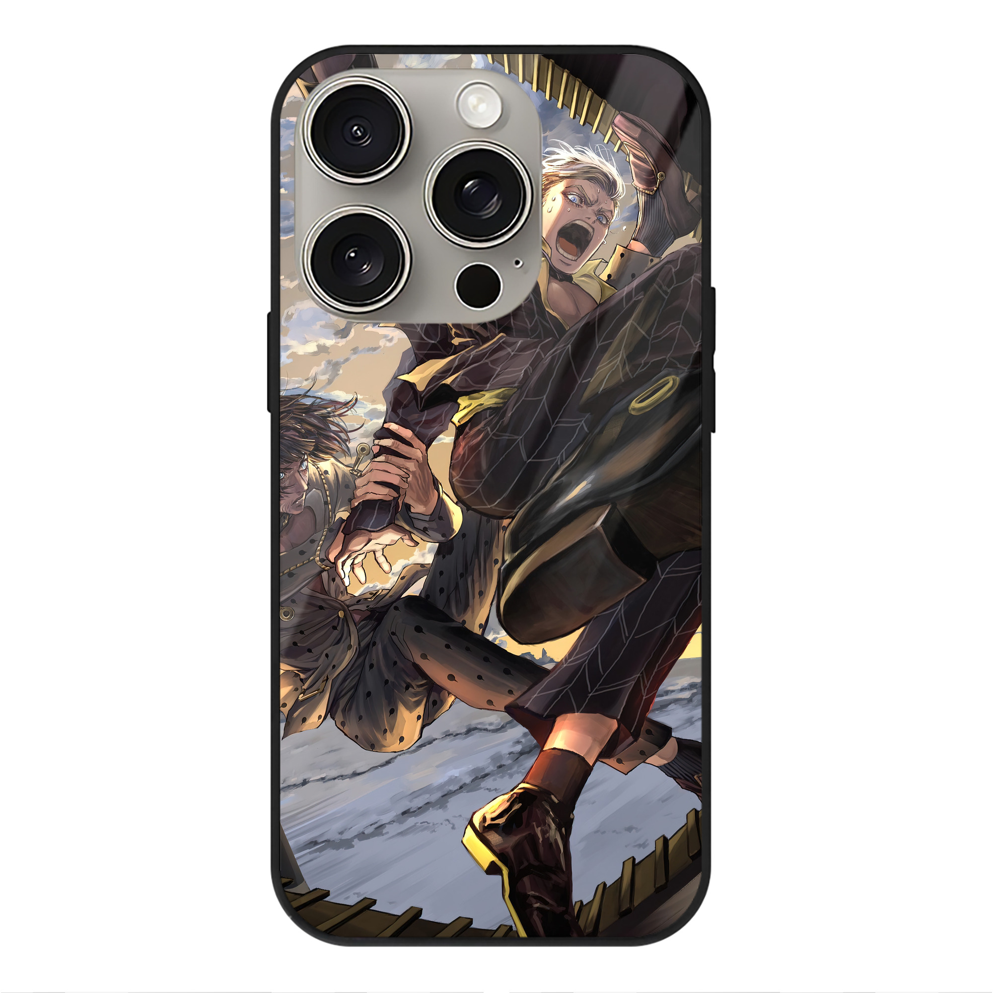 （画像用） ジョジョの奇妙な冒険 JoJo's Bizarre Adventure 【iPhone15Pro対応】スマホケース 耐衝撃＆黄変防止 背面ガラス