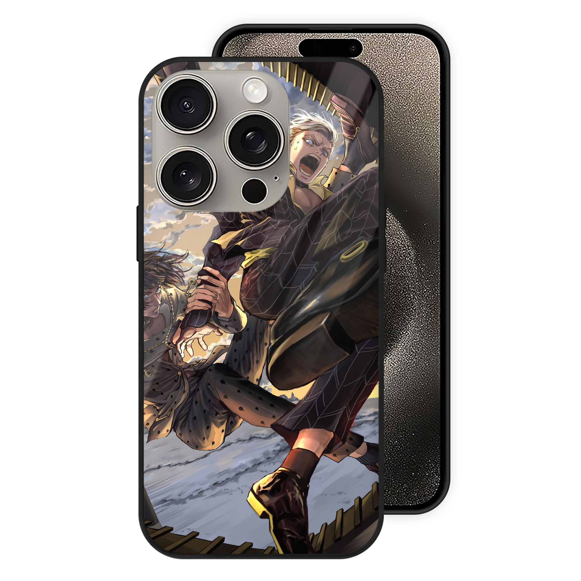 （画像用） ジョジョの奇妙な冒険 JoJo's Bizarre Adventure 【iPhone15Pro対応】スマホケース 耐衝撃＆黄変防止 背面ガラス
