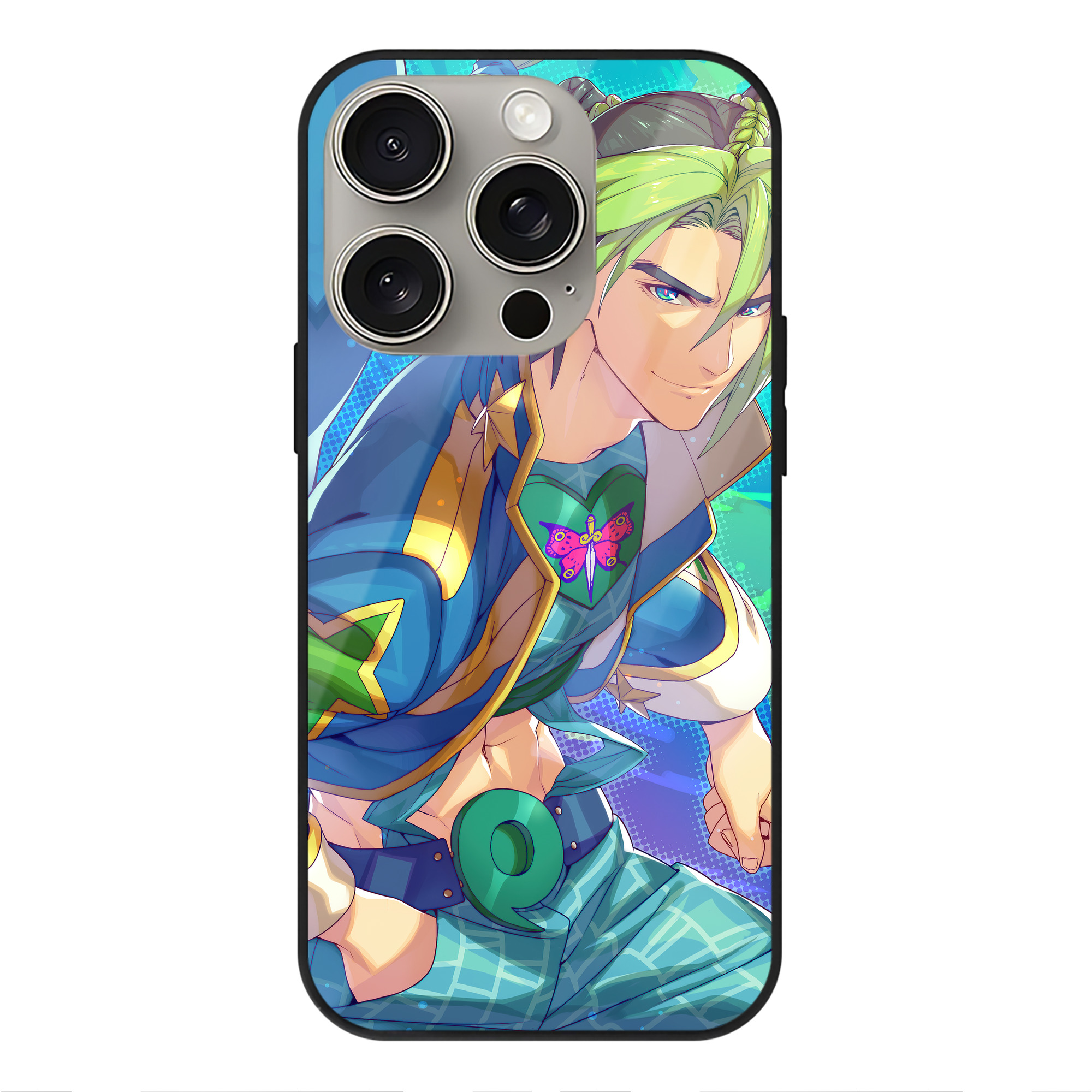 （画像用） ジョジョの奇妙な冒険 JoJo's Bizarre Adventure 【iPhone15Pro対応】スマホケース 耐衝撃＆黄変防止 背面ガラス