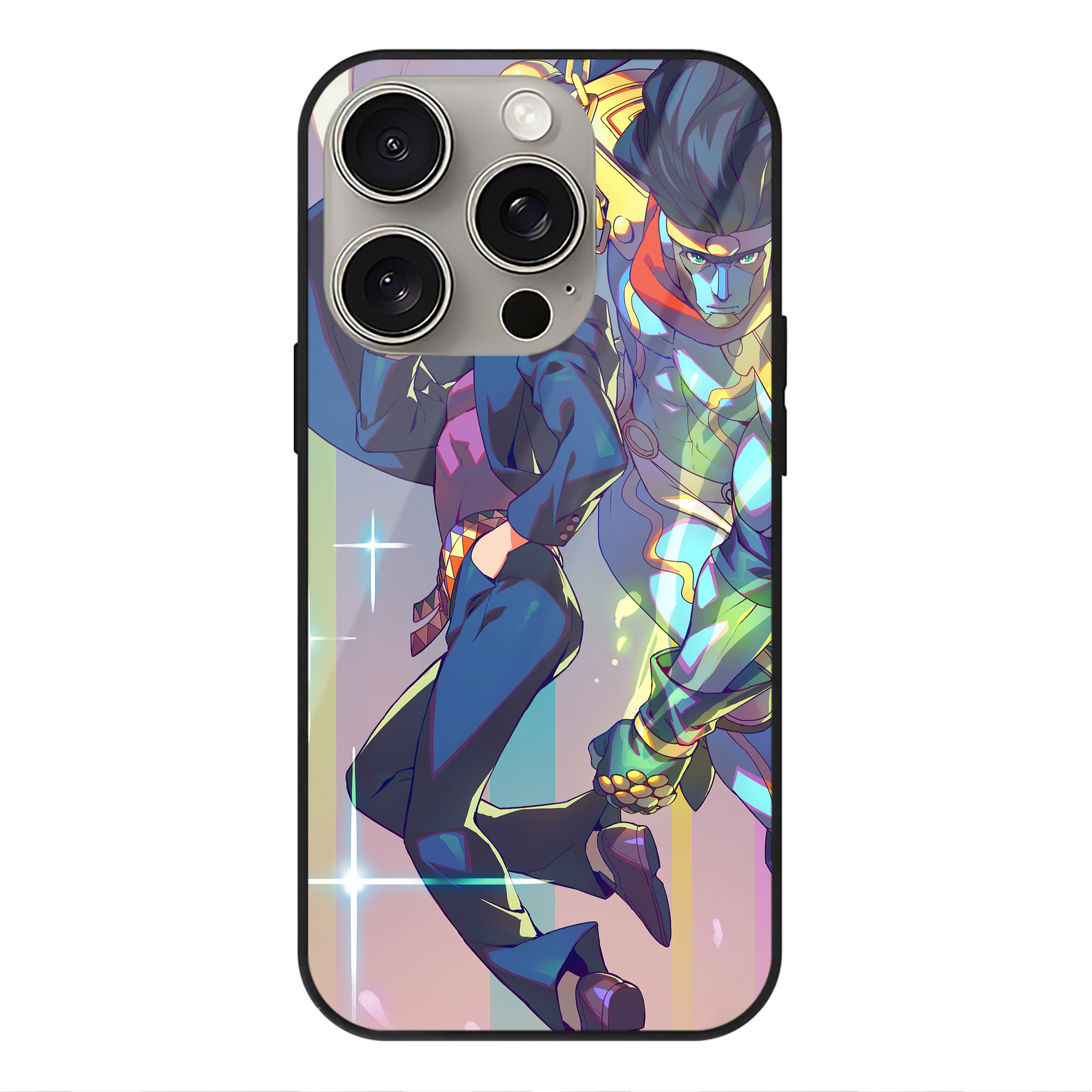 （画像用） ジョジョの奇妙な冒険 JoJo's Bizarre Adventure 【iPhone15Pro対応】スマホケース 耐衝撃＆黄変防止 背面ガラス