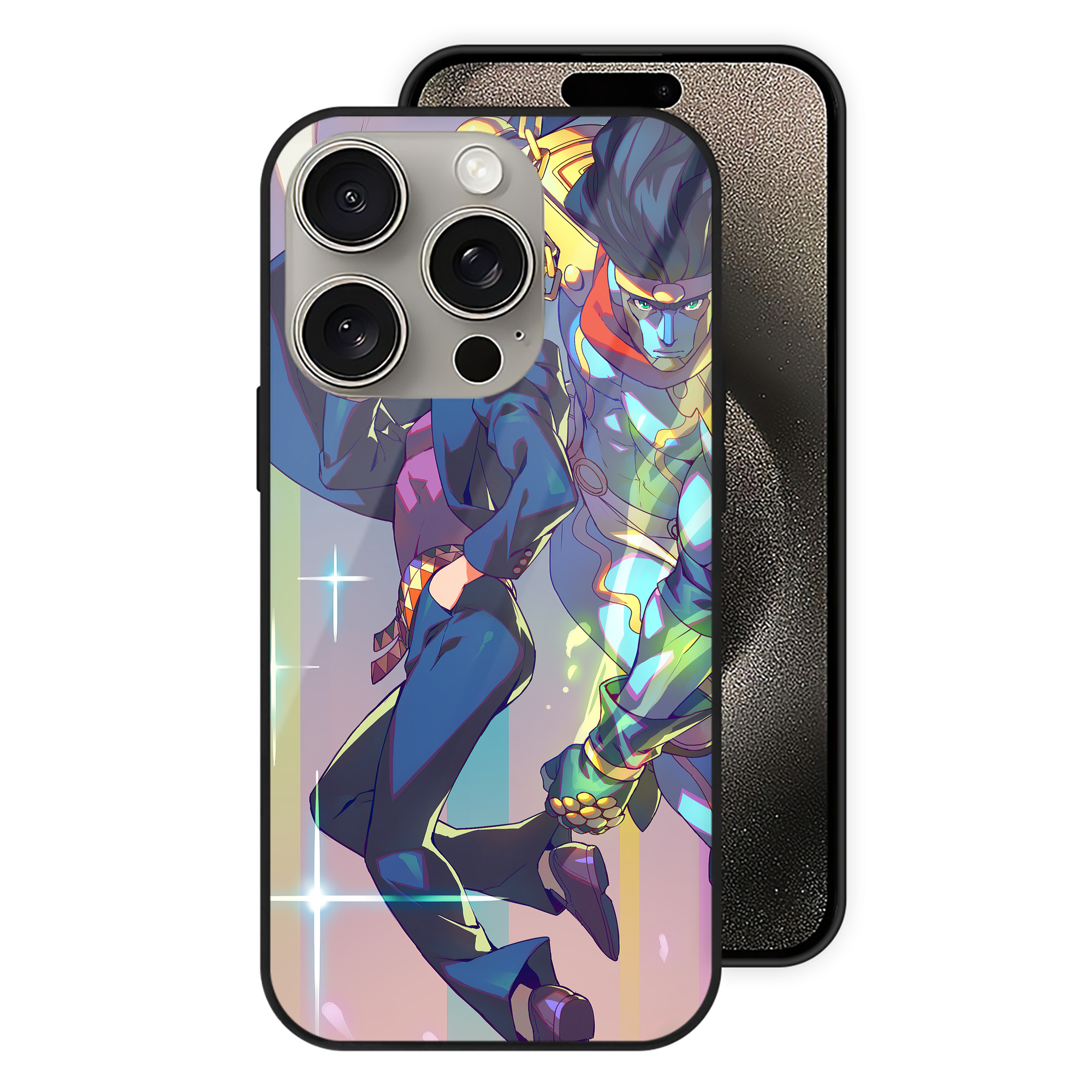 （画像用） ジョジョの奇妙な冒険 JoJo's Bizarre Adventure 【iPhone15Pro対応】スマホケース 耐衝撃＆黄変防止 背面ガラス