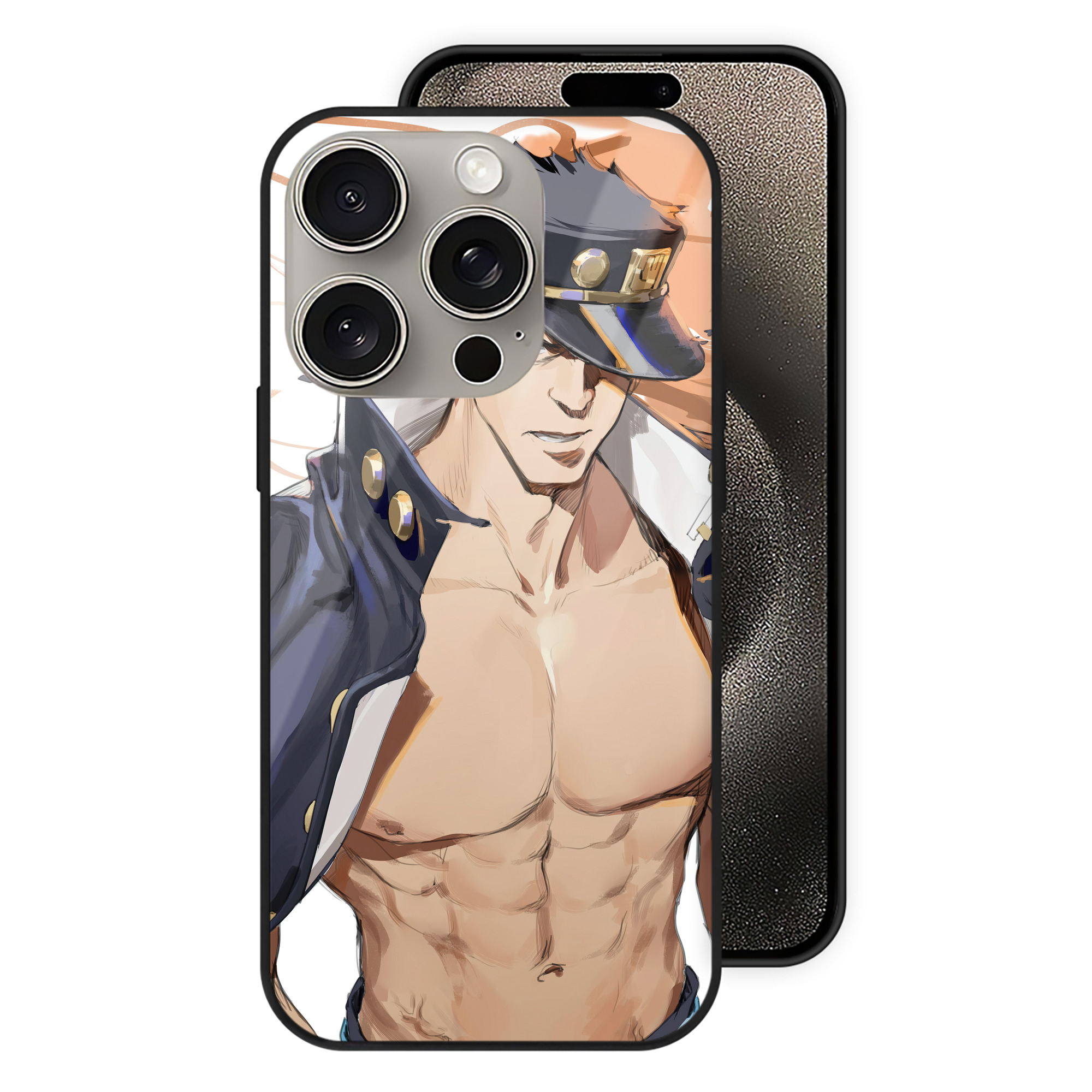 （画像用） ジョジョの奇妙な冒険 JoJo's Bizarre Adventure 【iPhone15Pro対応】スマホケース 耐衝撃＆黄変防止 背面ガラス