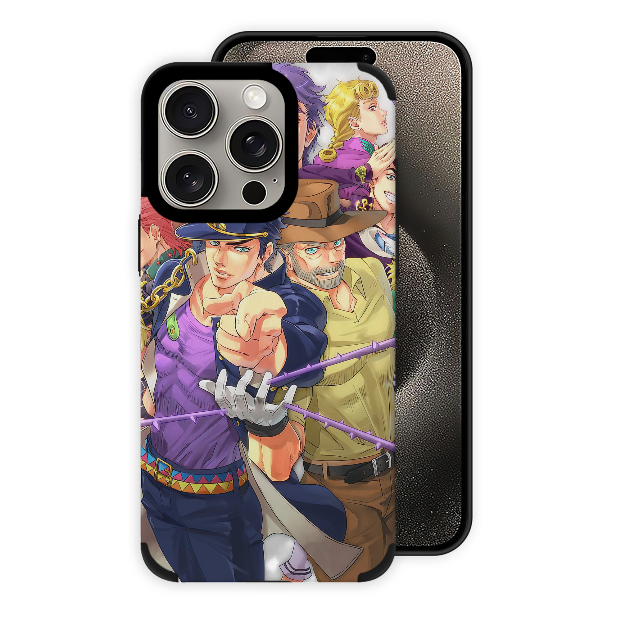 （画像用） ジョジョの奇妙な冒険 JoJo's Bizarre Adventure 【iPhone15ProMax対応】 PUレザー スマホケース 耐衝撃＆黄変防止