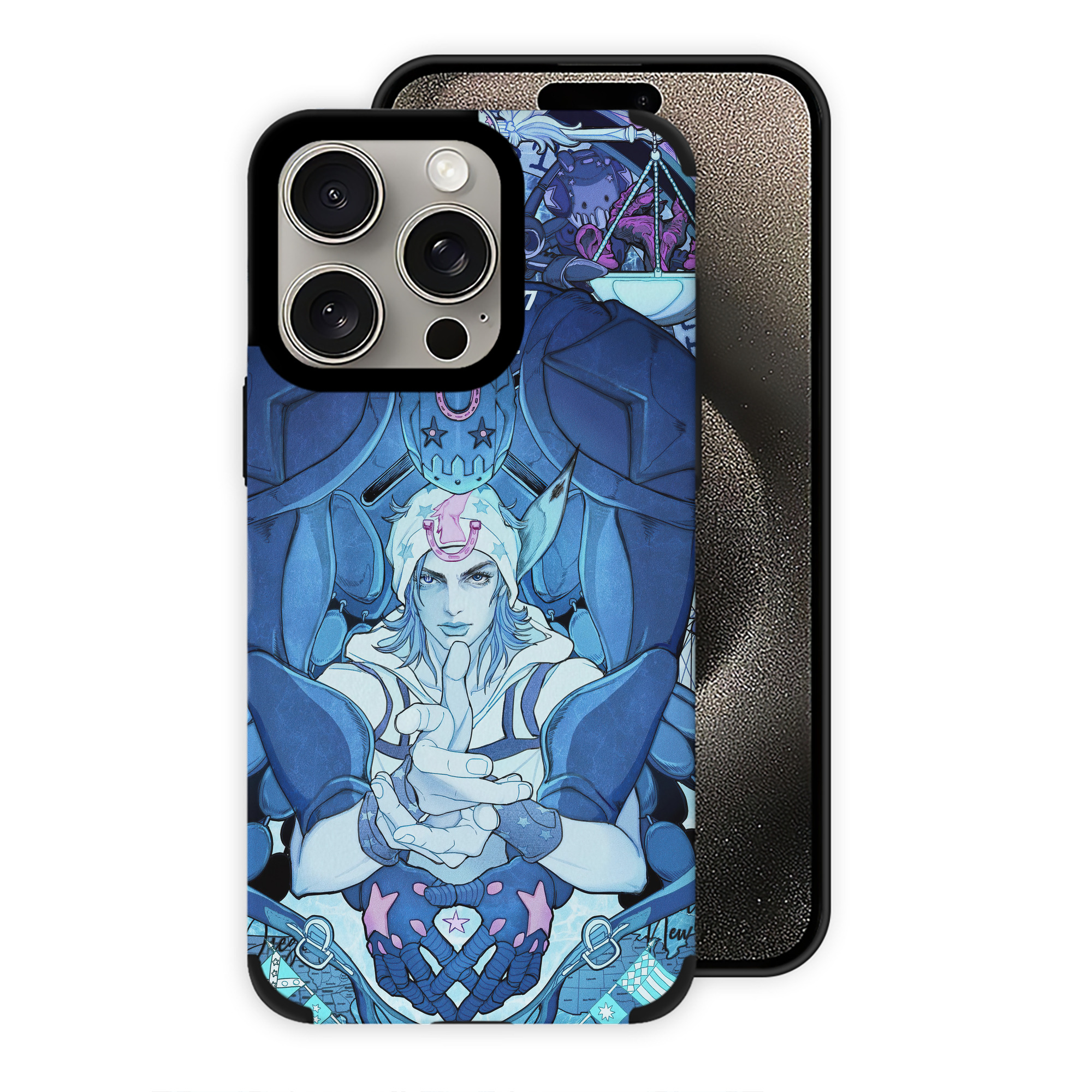 （画像用） ジョジョの奇妙な冒険 JoJo's Bizarre Adventure 【iPhone15ProMax対応】 PUレザー スマホケース 耐衝撃＆黄変防止