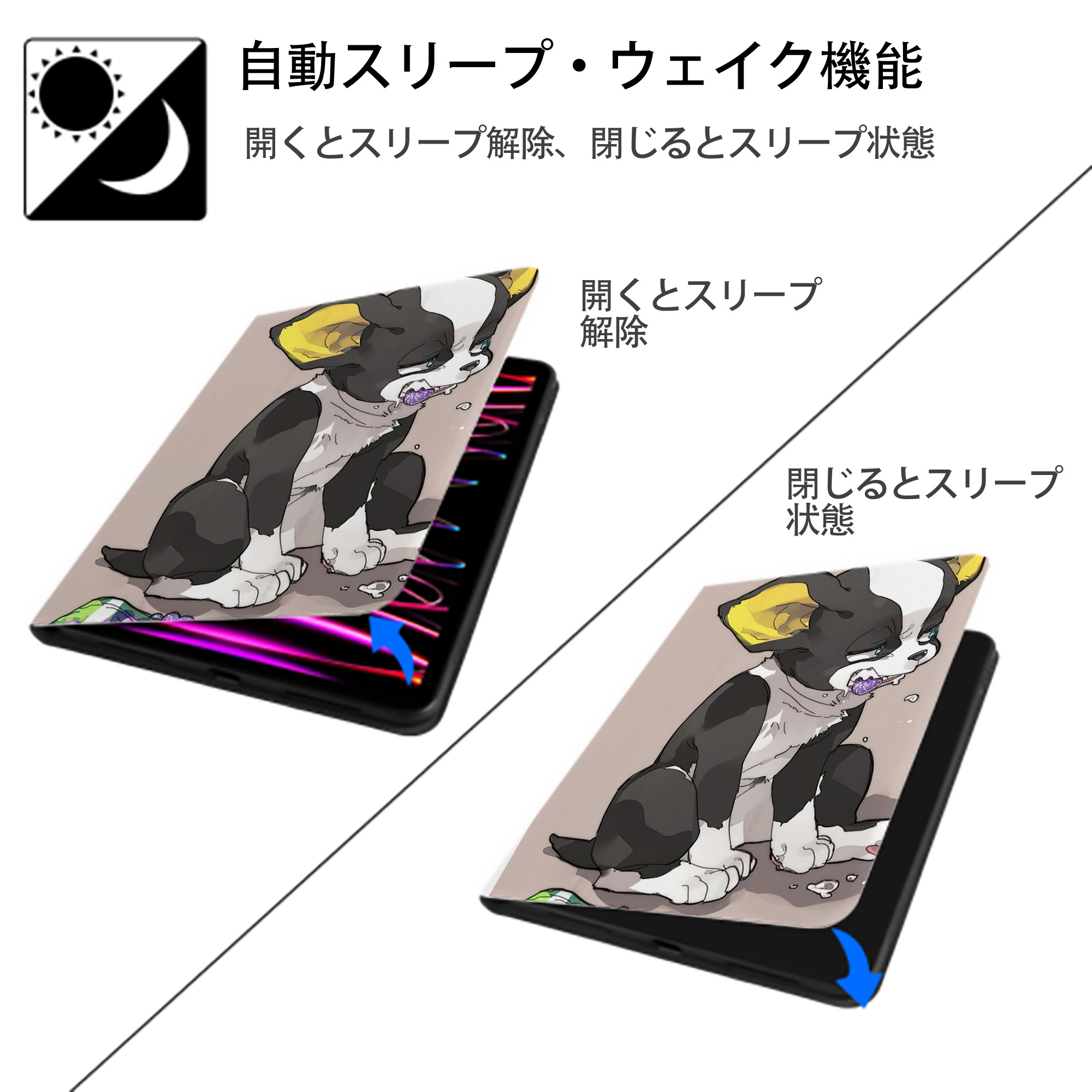ジョジョの奇妙な冒険 JoJo's Bizarre Adventure IPad ケース ペン収納付き 三つ折りスタンド PUレザー×シリコン 対応機種9.5/10.5/10.9インチ
