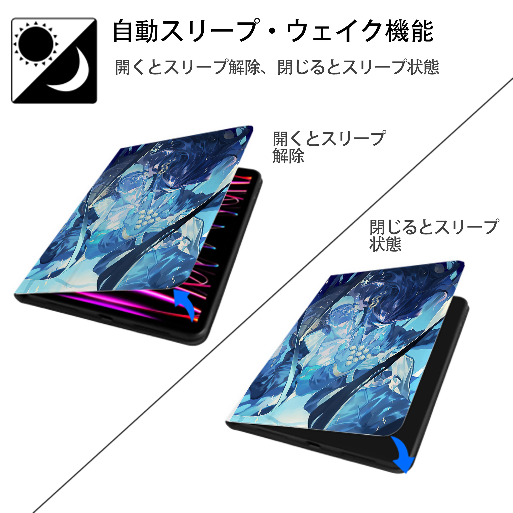 ジョジョの奇妙な冒険 JoJo's Bizarre Adventure IPad ケース ペン収納付き 三つ折りスタンド PUレザー×シリコン 対応機種9.5/10.5/10.9インチ