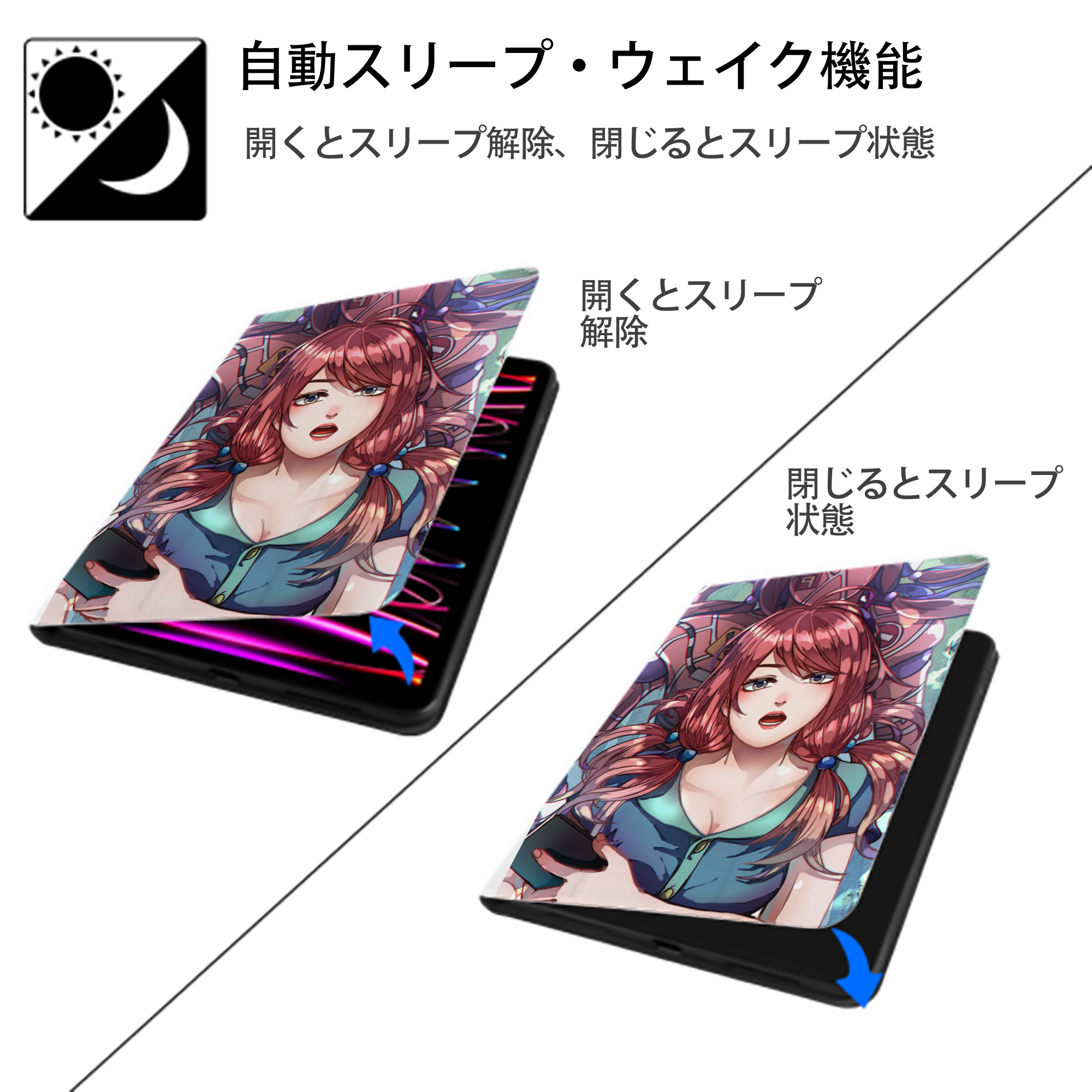 ジョジョの奇妙な冒険 JoJo's Bizarre Adventure IPad ケース ペン収納付き 三つ折りスタンド PUレザー×シリコン 対応機種9.5/10.5/10.9インチ