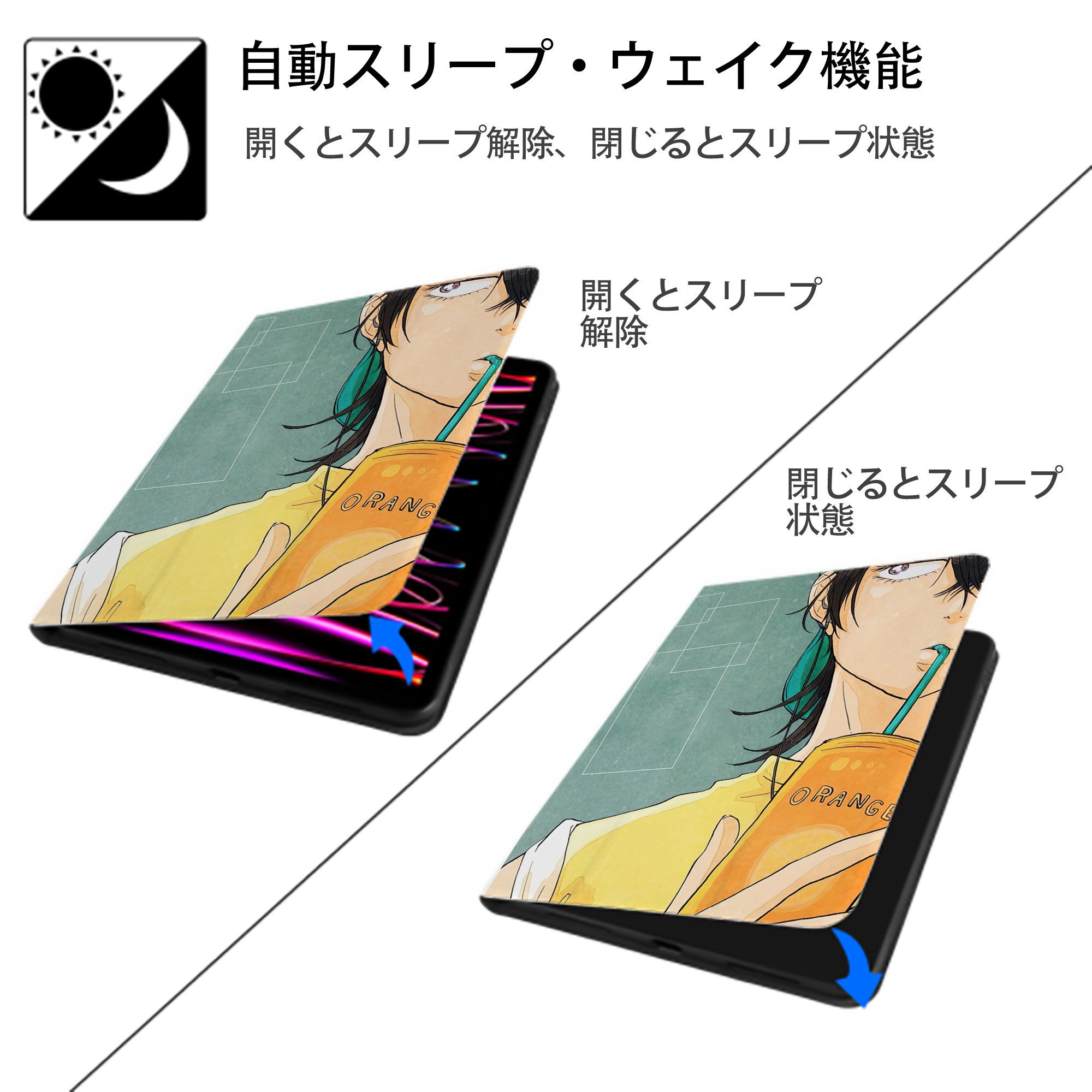 ジョジョの奇妙な冒険 JoJo's Bizarre Adventure IPad ケース ペン収納付き 三つ折りスタンド PUレザー×シリコン 対応機種9.5/10.5/10.9インチ
