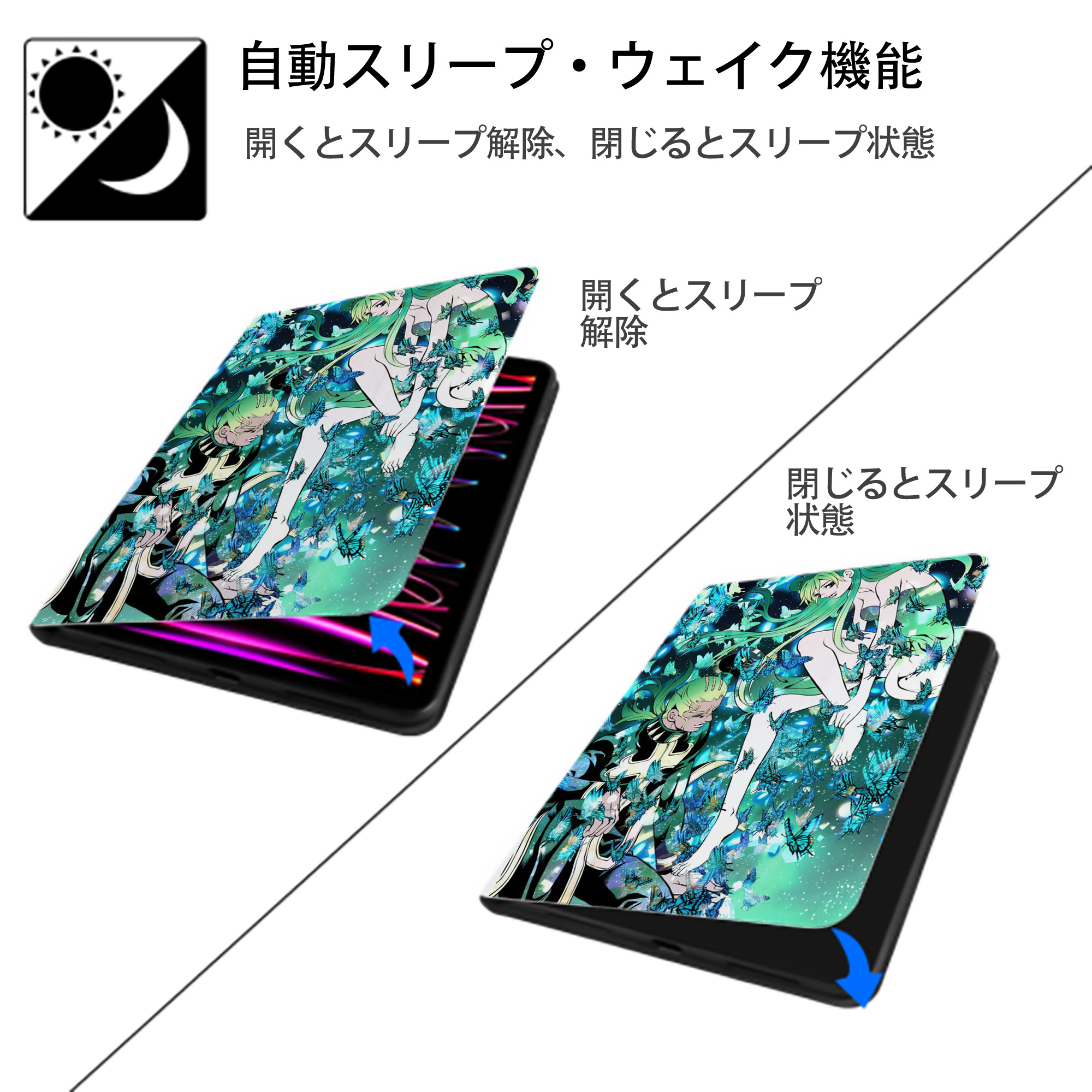 ジョジョの奇妙な冒険 JoJo's Bizarre Adventure IPad ケース ペン収納付き 三つ折りスタンド PUレザー×シリコン 対応機種9.5/10.5/10.9インチ