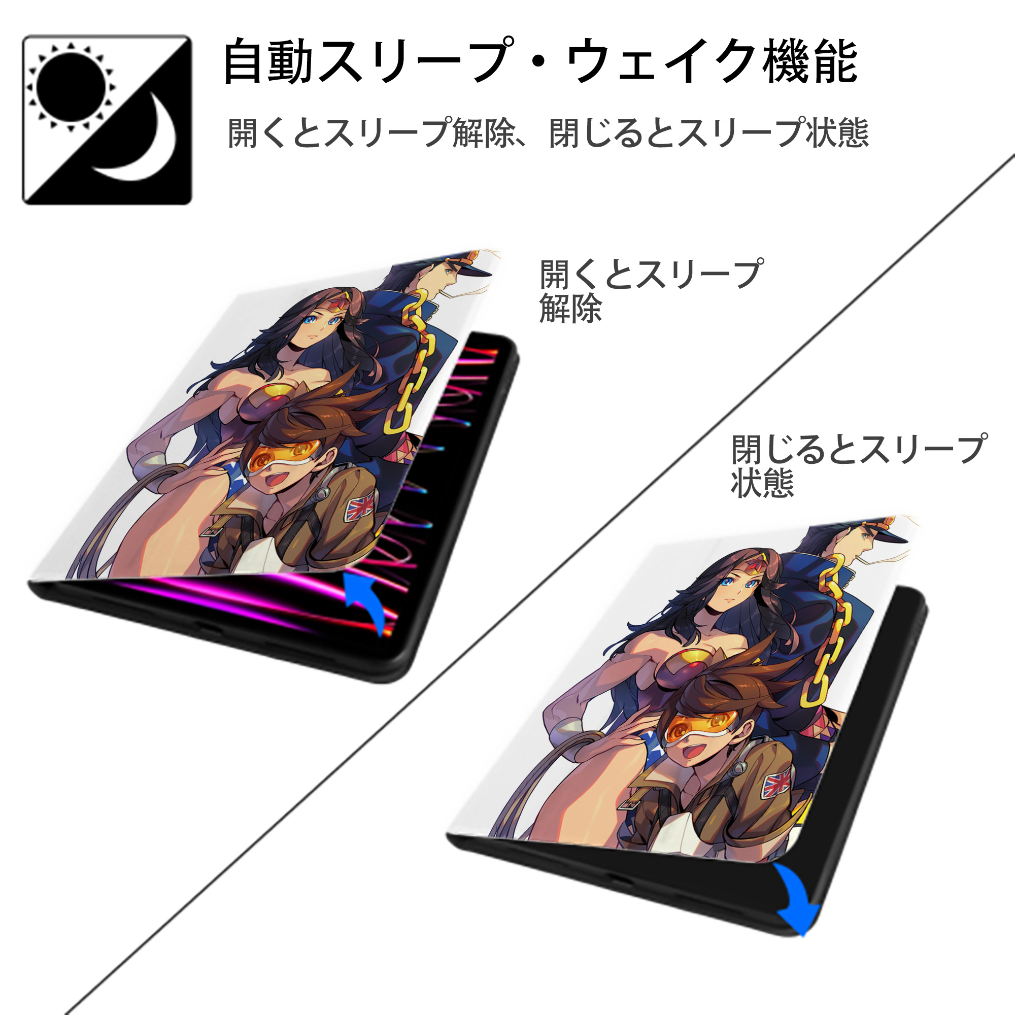 ジョジョの奇妙な冒険 JoJo's Bizarre Adventure IPad ケース ペン収納付き 三つ折りスタンド PUレザー×シリコン 対応機種9.5/10.5/10.9インチ