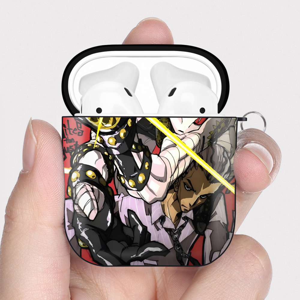 （画像用） ジョジョの奇妙な冒険 JoJo's Bizarre Adventure AirPods 第2世代保護ケース ハードシェル ブラック 耐衝撃・防指紋・カラビナ付き