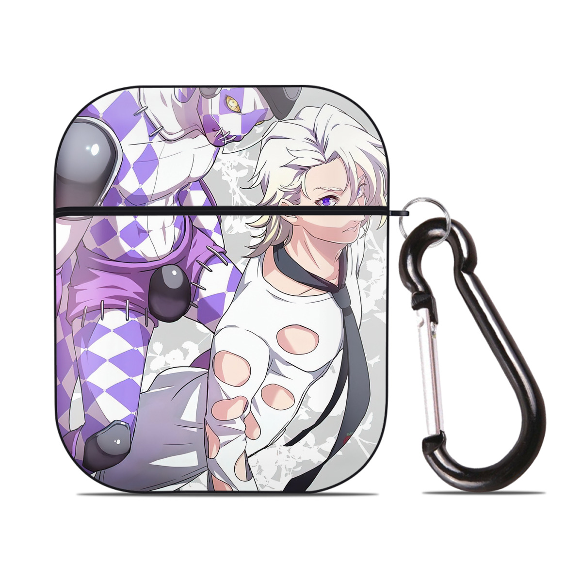 （画像用） ジョジョの奇妙な冒険 JoJo's Bizarre Adventure AirPods 第2世代保護ケース ハードシェル ブラック 耐衝撃・防指紋・カラビナ付き