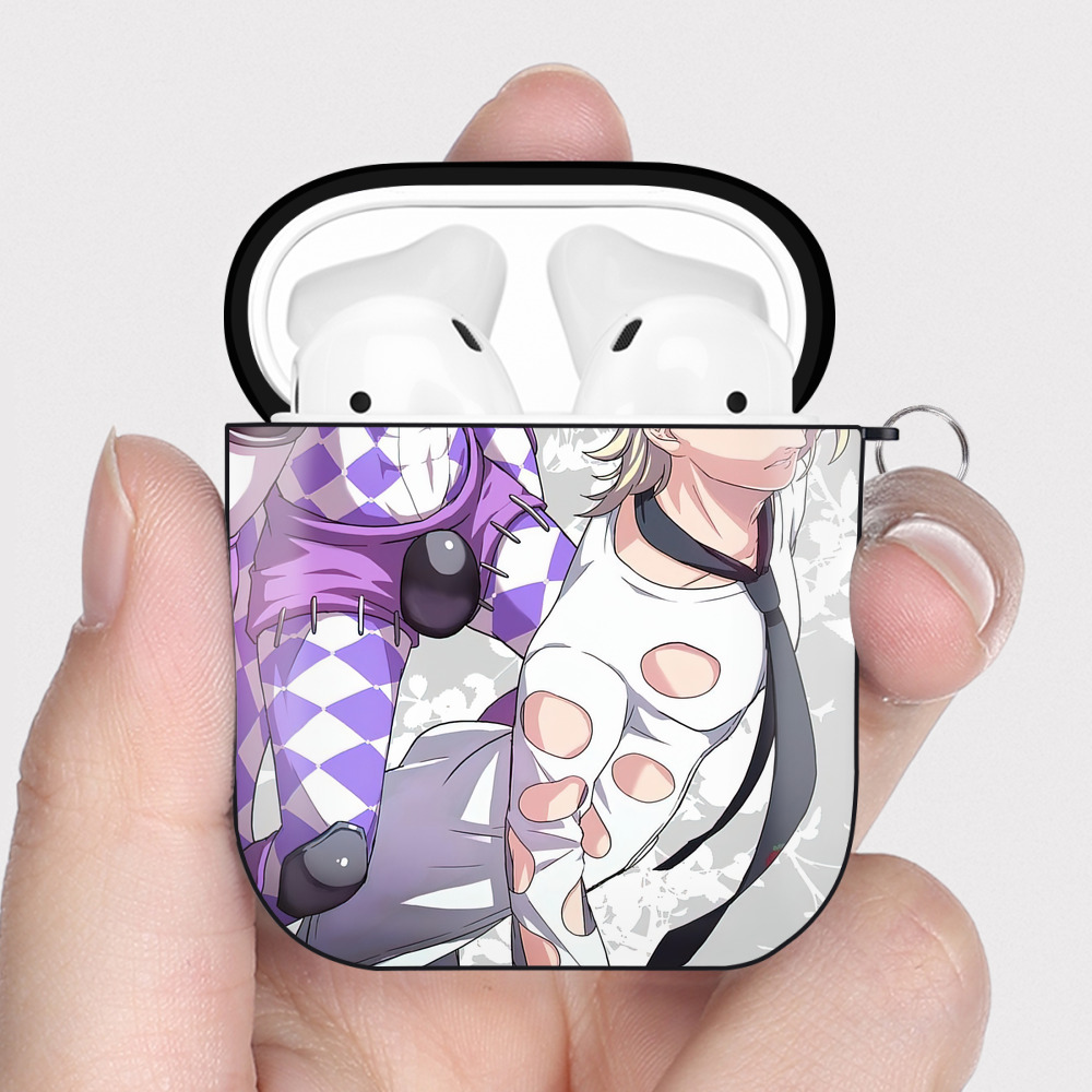 （画像用） ジョジョの奇妙な冒険 JoJo's Bizarre Adventure AirPods 第2世代保護ケース ハードシェル ブラック 耐衝撃・防指紋・カラビナ付き