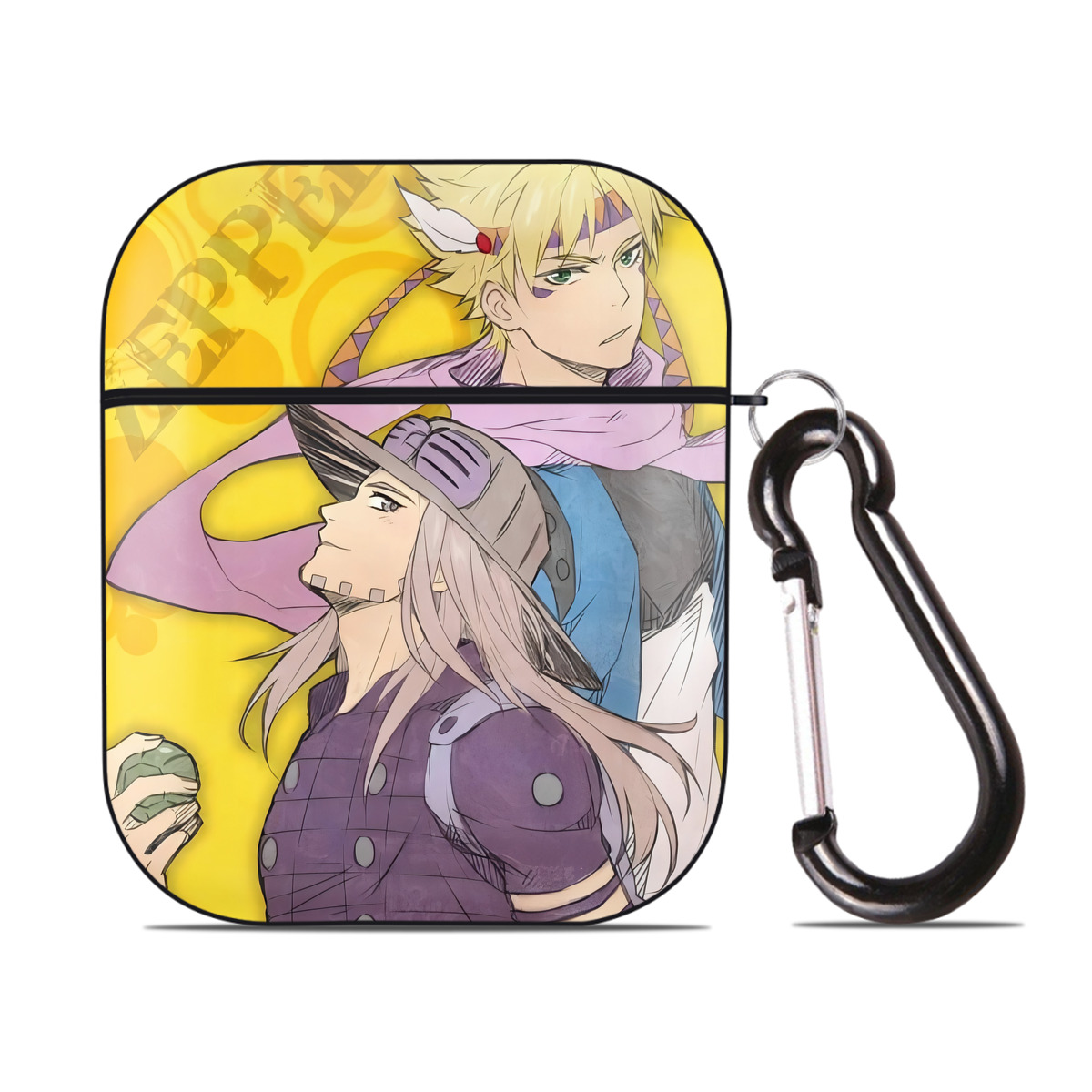 （画像用） ジョジョの奇妙な冒険 JoJo's Bizarre Adventure AirPods 第2世代保護ケース ハードシェル ブラック 耐衝撃・防指紋・カラビナ付き